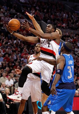 PORTLAND, OR - APRIL 23:  Wesley Matthews #2 of the Portland Trail Blazers lays up the ball against the Dallas Mavericks in Game Four of the Western Conference Quarterfinals in the 2011 NBA Playoffs on April 23, 2011 at the Rose Garden in Portland, Oregon