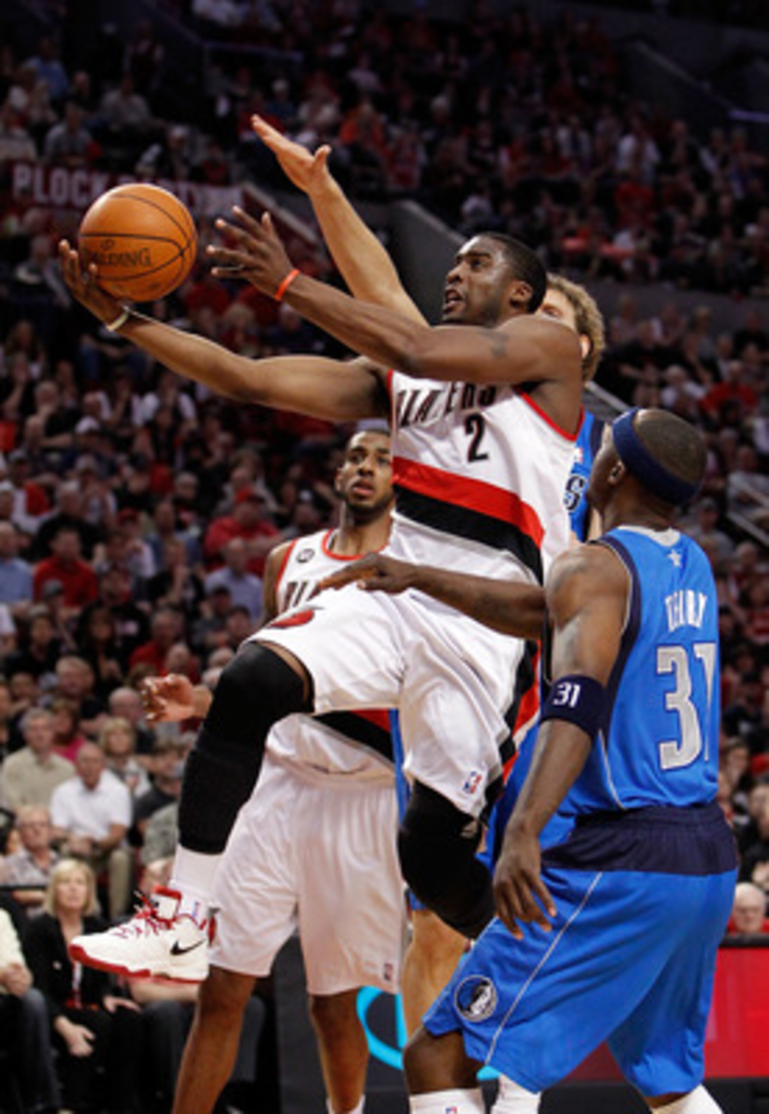 PORTLAND, OR - APRIL 23:  Wesley Matthews #2 of the Portland Trail Blazers lays up the ball against the Dallas Mavericks in Game Four of the Western Conference Quarterfinals in the 2011 NBA Playoffs on April 23, 2011 at the Rose Garden in Portland, Oregon