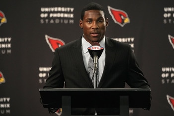 TEMPE, AZ - APRIL 29:  First round draft pick Patrick Peterson of the Arizona Cardinals speaks during a press conference to introduce him at the team's training center auditorium on April 29, 2011 in Tempe, Arizona.  (Photo by Christian Petersen/Getty Ima