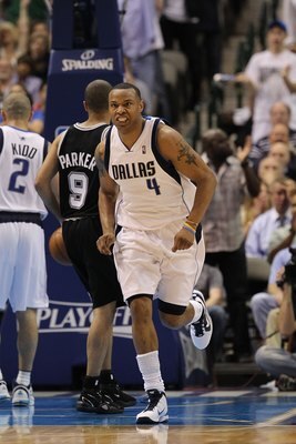 DALLAS - APRIL 27:  Caron Butler #4 of the Dallas Mavericks in Game Five of the Western Conference Quarterfinals during the 2010 NBA Playoffs at American Airlines Center on April 27, 2010 in Dallas, Texas. NOTE TO USER: User expressly acknowledges and agr