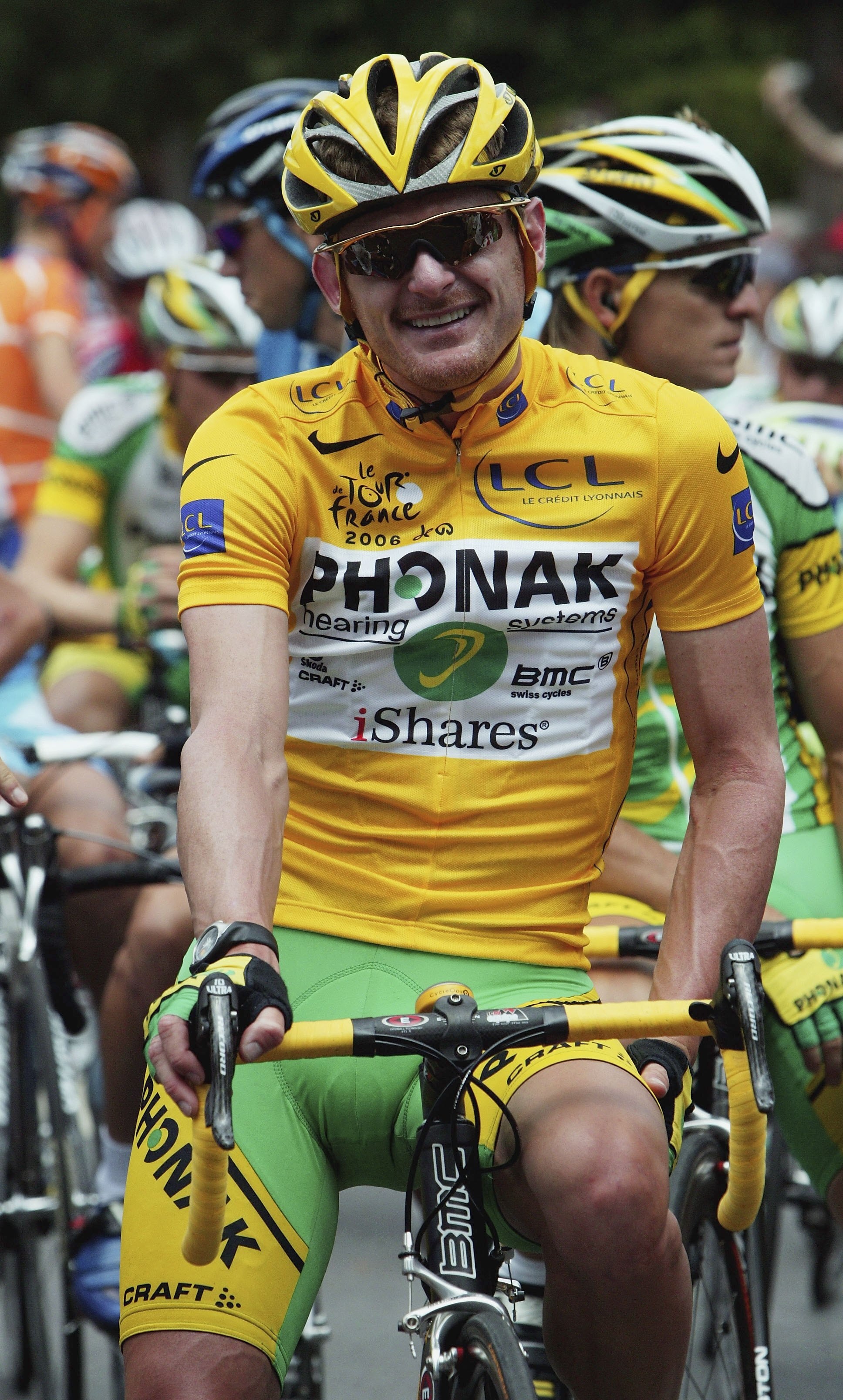 PARIS - JULY 23:  - JULY 22:  Floyd Landis of the USA and Phonak poses for photographers at the start of the final stage of the 93rd Tour de France, on July 23 2006 in Paris, France.  (Photo by Bryn Lennon/Getty Images)