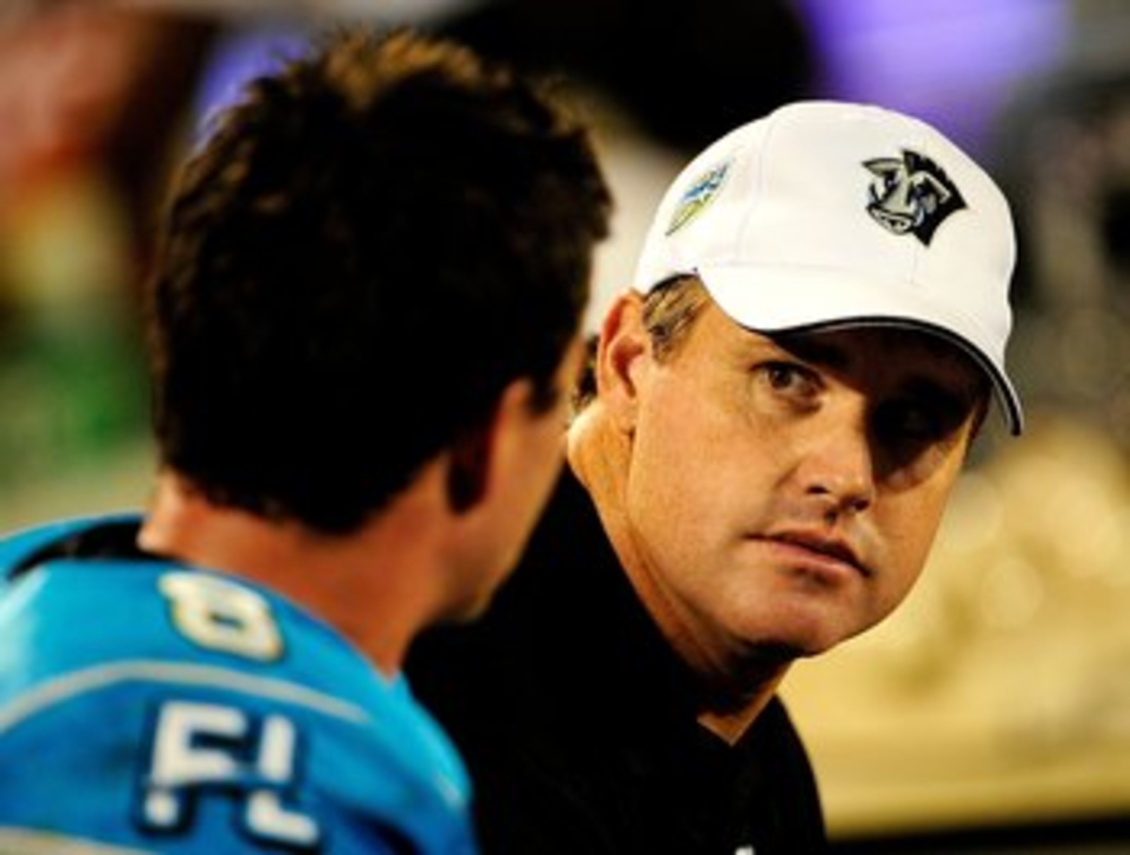 ORLANDO, FL - OCTOBER 22: Offensive coordinator Jay Gruden of the Florida Tuskers talks with Brooks Bollinger #8 during the game against the California Redwoods at the Florida Citrus Bowl on October 22, 2009 in Orlando, Florida. (Photo by Sam Greenwood/ ORLANDO, FL - OCTOBER 22: Offensive coordinator Jay Gruden of the Florida Tuskers talks with Brooks Bollinger #8 during the game against the California Redwoods at the Florida Citrus Bowl on October 22, 2009 in Orlando, Florida. (Photo by Sam Greenwood/