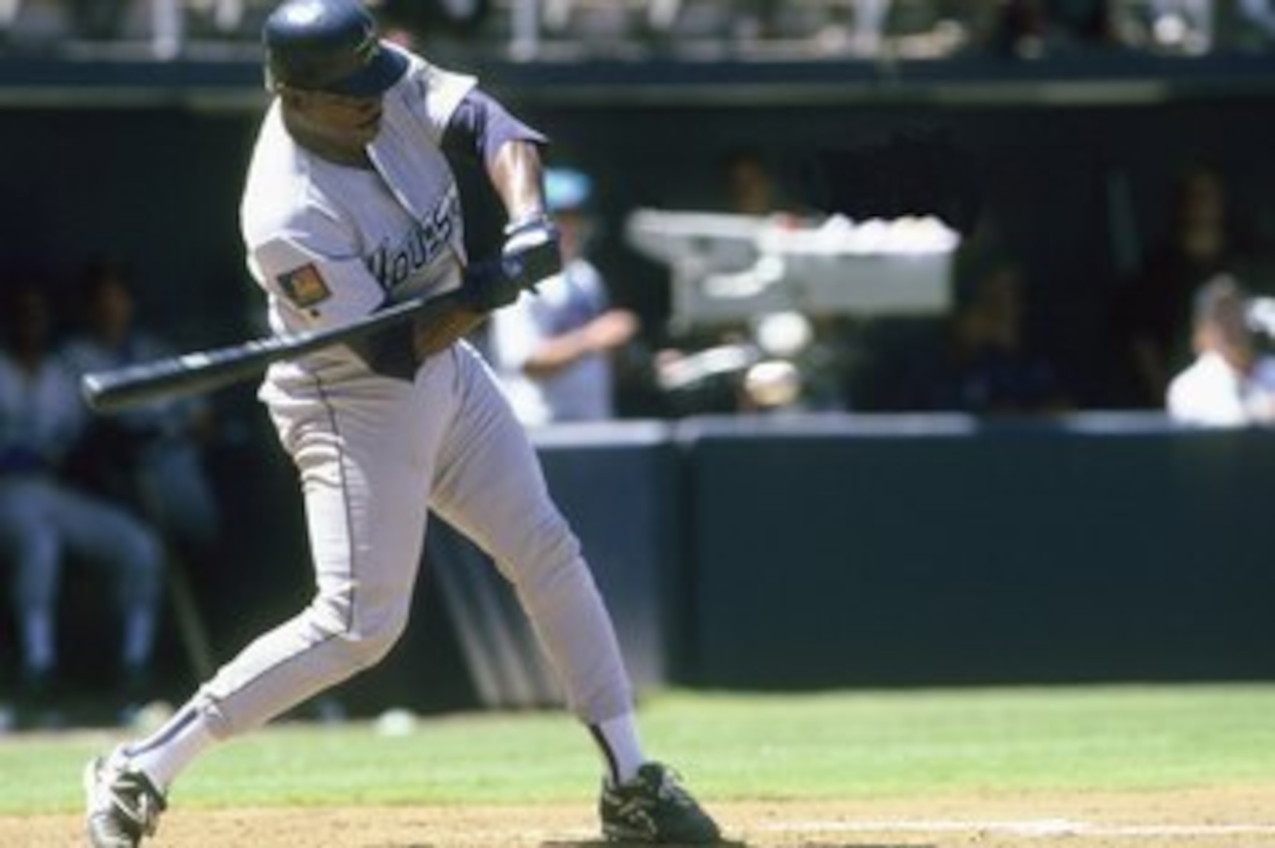 SAN DIEGO - JUNE 19: Mike Felder of the Houston Astros swings at the pitch during a game against the San Diego Padres at Qualcomm Stadium on June 19,1994 in San Deigo,California. (Photo by: Jed Jacobsohn/Getty Images