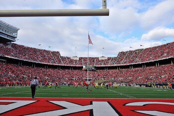 COLUMBUS, OH - NOVEMBER 27:  The Michigan Wolverines and The Ohio State Buckeyes face each other in the 107th meeting between the two schools at Ohio Stadium on November 27, 2010 in Columbus, Ohio.  (Photo by Jamie Sabau/Getty Images)