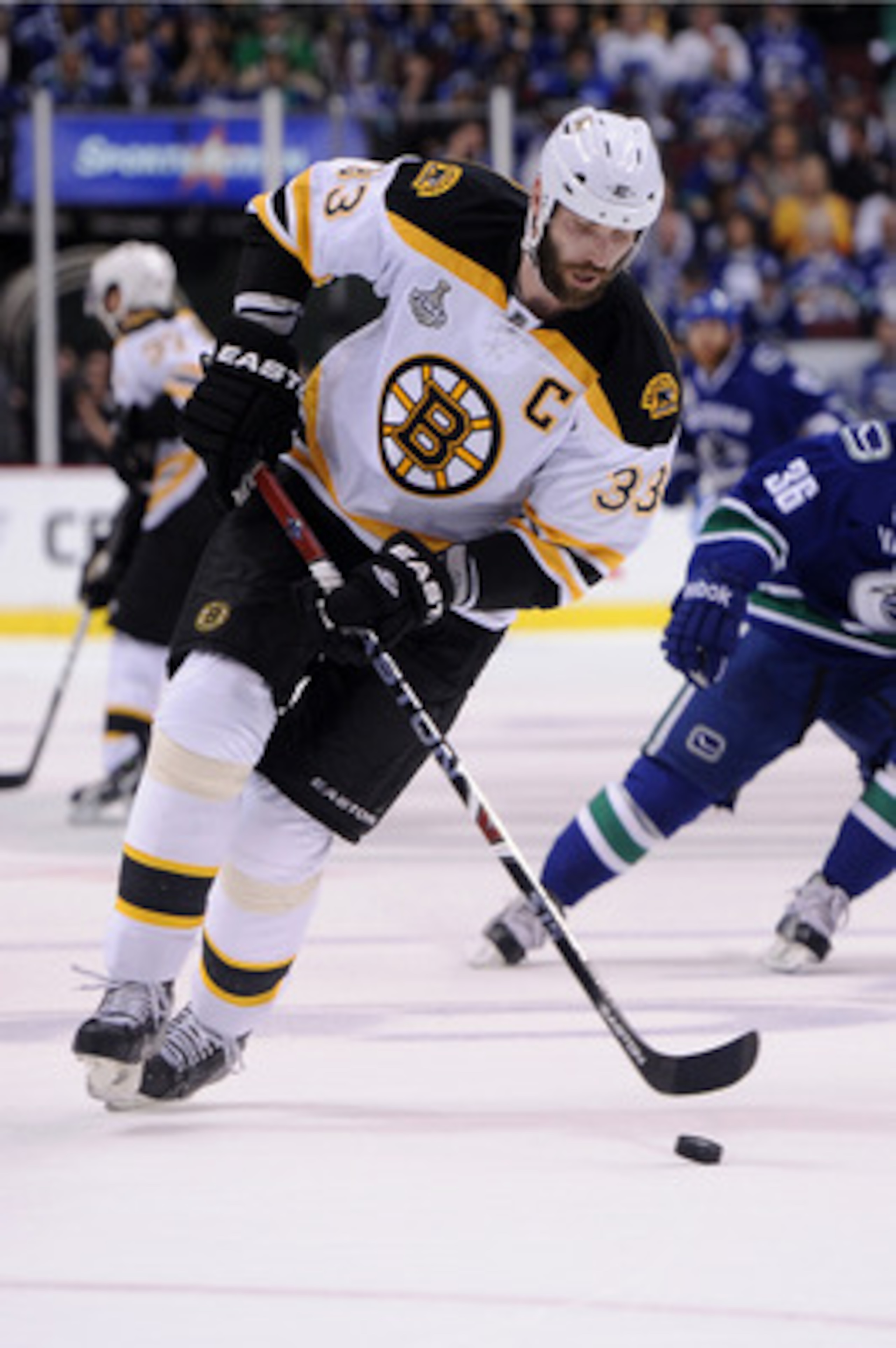 VANCOUVER, BC - JUNE 01:  Zdeno Chara #33 of the Boston Bruins skates against the Vancouver Canucks during game one of the 2011 NHL Stanley Cup Finals at Rogers Arena on June 1, 2011 in Vancouver, Canada.  (Photo by Harry How/Getty Images)