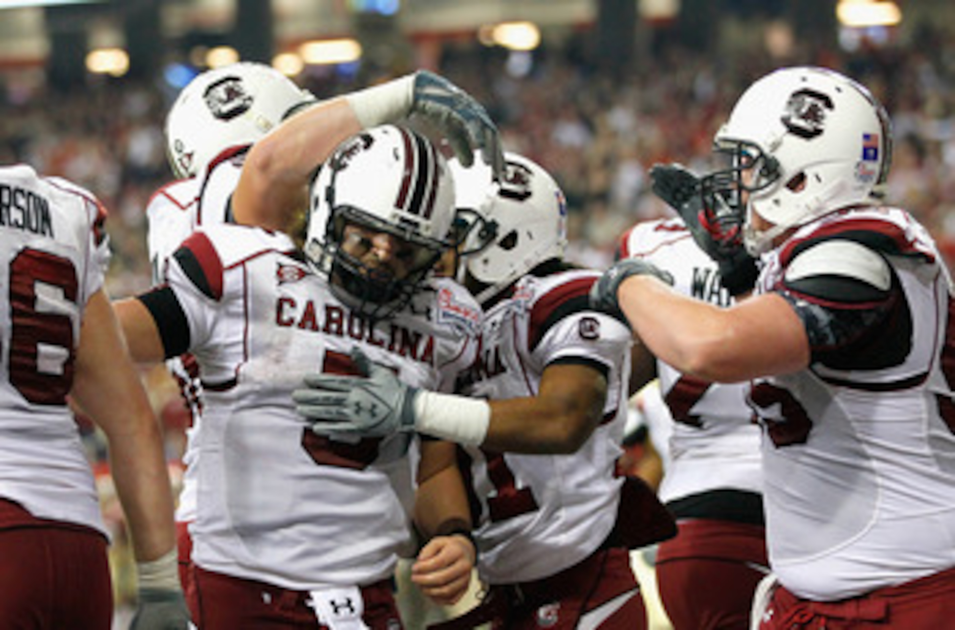 ATLANTA, GA - DECEMBER 31:  Stephen Garcia #5 of the South Carolina Gamecocks against the Florida State Seminoles during the 2010 Chick-fil-A Bowl at Georgia Dome on December 31, 2010 in Atlanta, Georgia.  (Photo by Kevin C. Cox/Getty Images)