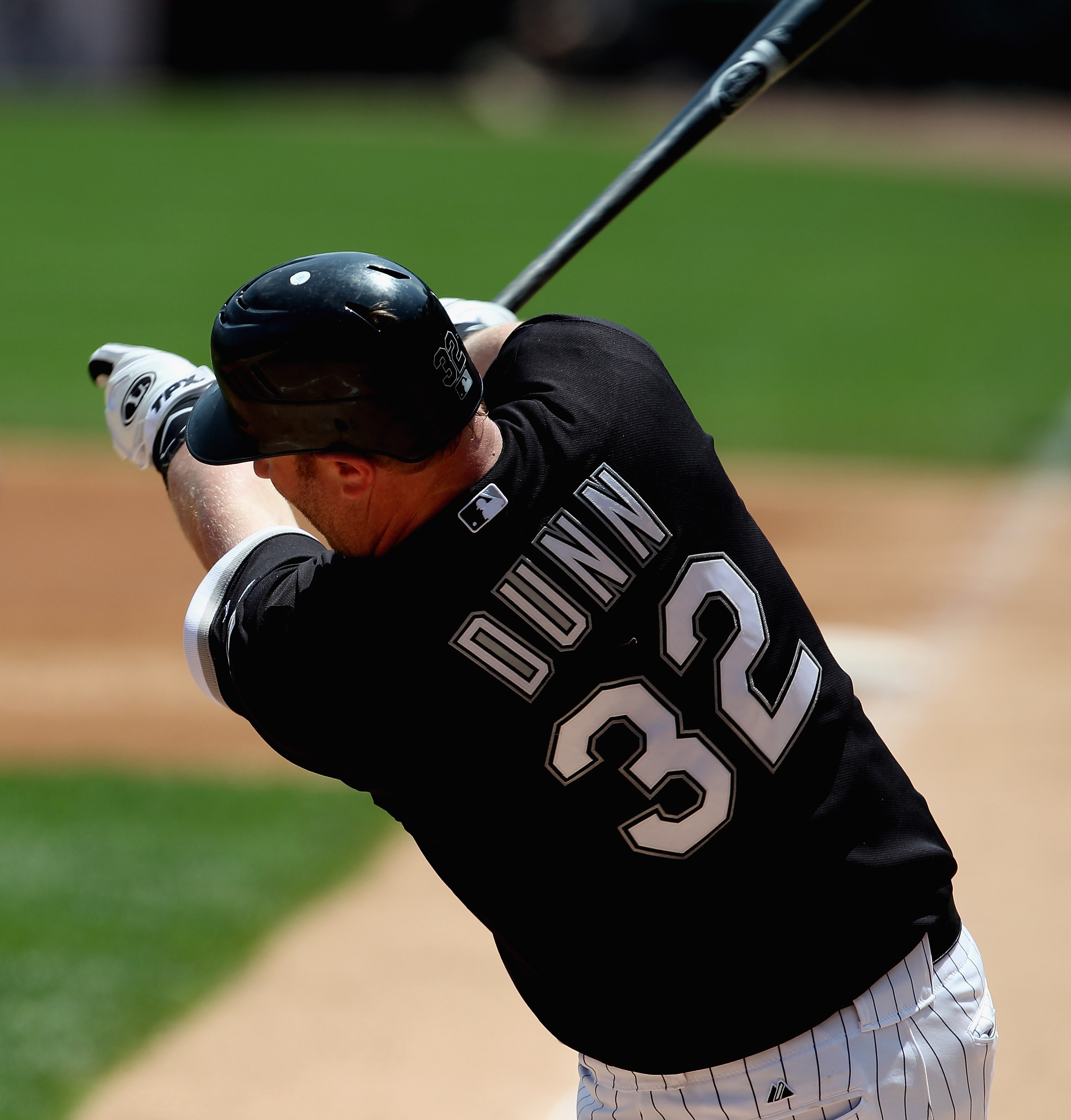 CHICAGO, IL - MAY 22: Adam Dunn #32 of the Chicago White Sox  takes a swing against the Los Angeles Dodgers at U.S. Cellular Field on May 22, 2011 in Chicago, Illinois. The White Sox defeated the Dodgers 8-3.  (Photo by Jonathan Daniel/Getty Images)