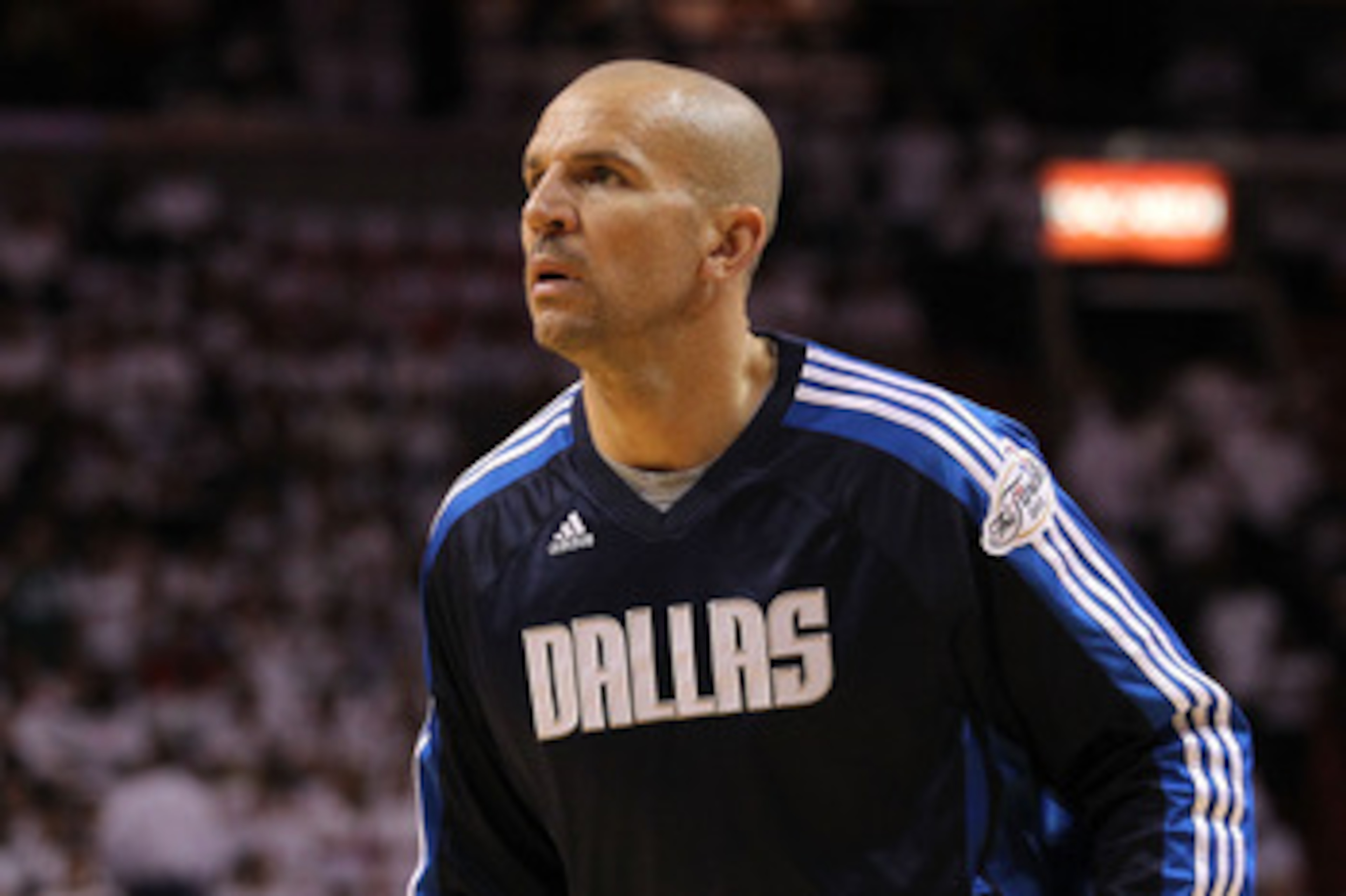 MIAMI, FL - JUNE 02:  Jason Kidd #2 of the Dallas Mavericks warms up against the Miami Heat in Game Two of the 2011 NBA Finals at American Airlines Arena on June 2, 2011 in Miami, Florida. NOTE TO USER: User expressly acknowledges and agrees that, by down