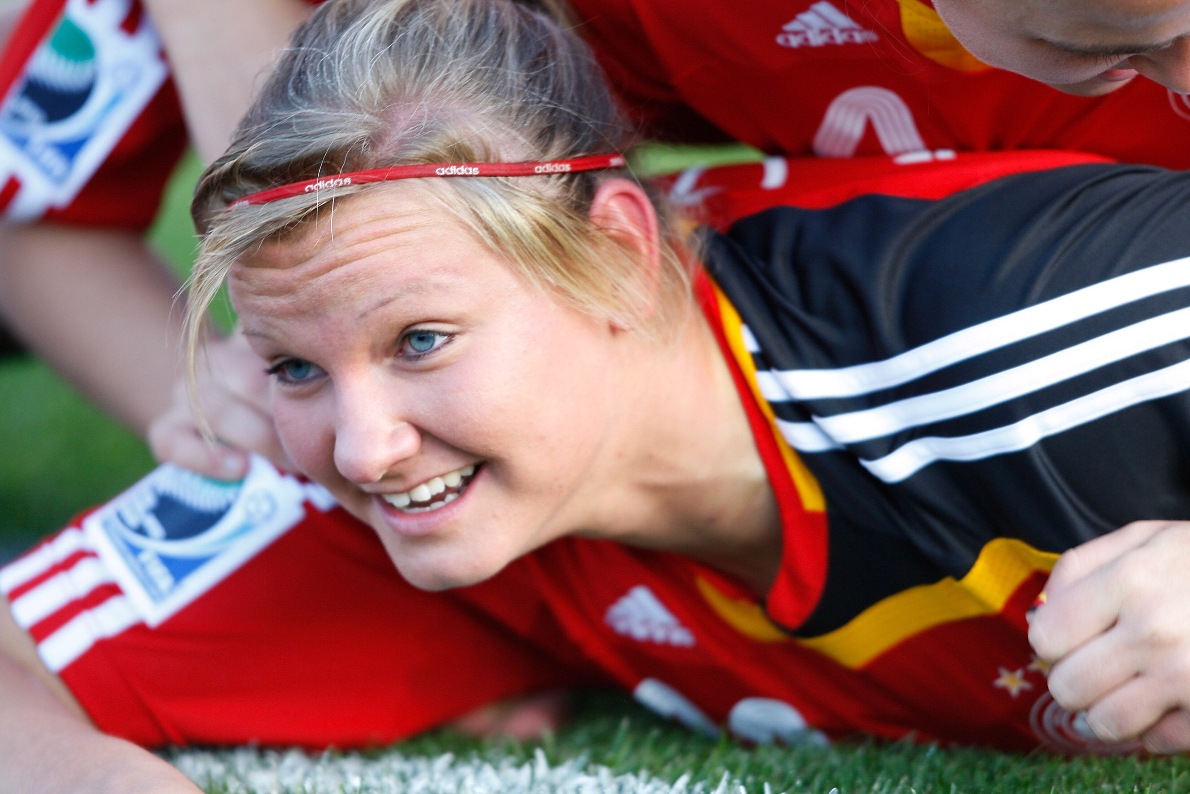 CHRISTCHURCH, NEW ZEALAND - NOVEMBER 13:  Alexandra Popp of Germany celebrates scoring a goal during the FIFA U17 Women`s World Cup Semi Final match between Germany and the USA at QE II Stadium on November 13, 2008 in Christchurch, New Zealand.  (Photo by