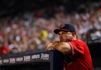 ATLANTA, GA - MAY 29:  Fredi Gonzalez #33 of the Atlanta Braves looks on during the game against the Cincinnati Reds at Turner Field on May 29, 2011 in Atlanta, Georgia.  (Photo by Kevin C. Cox/Getty Images)
