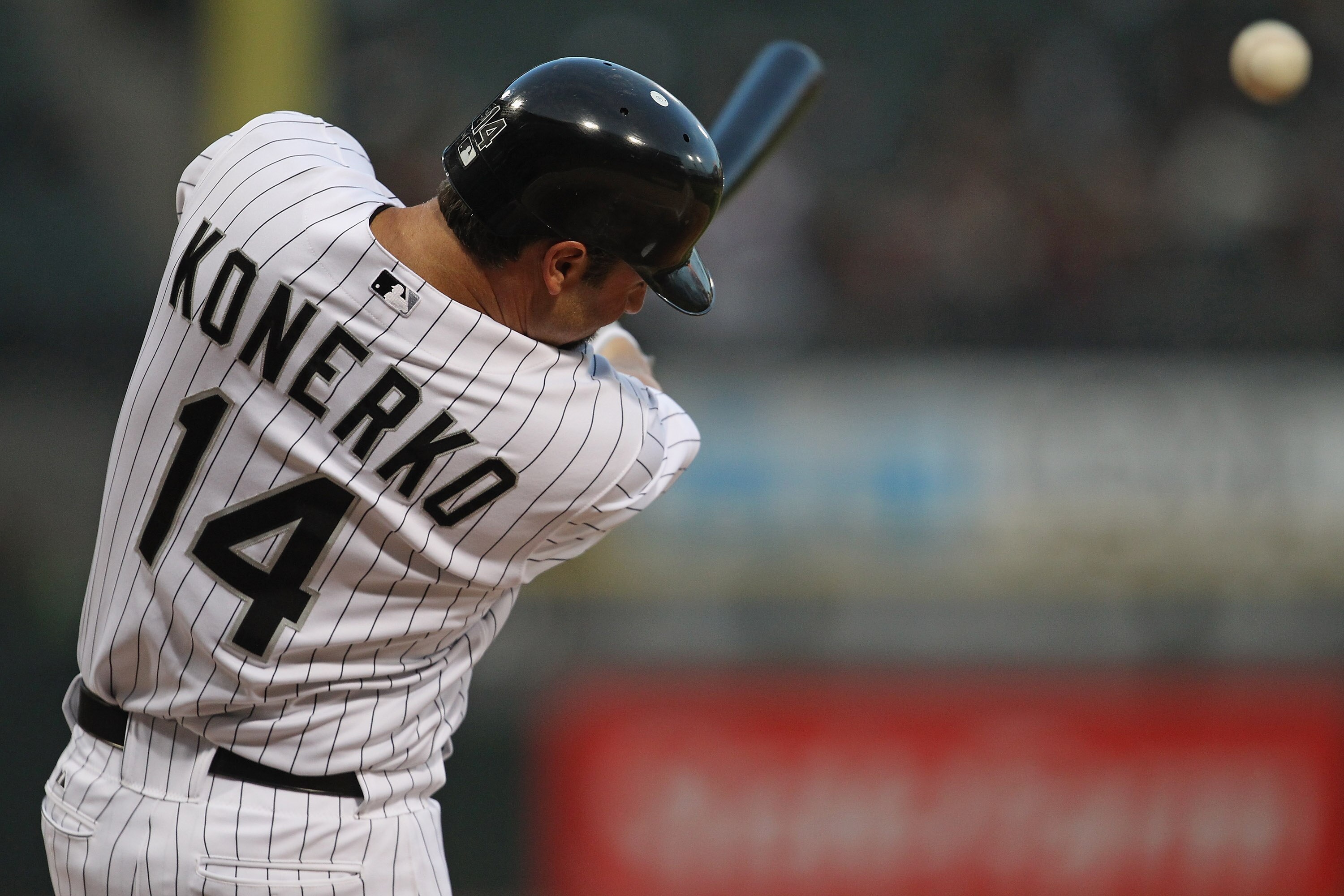 CHICAGO, IL - MAY 17: Paul Konerko #14 of the Chicago White Sox hits the ball against the Texas Rangers at U.S. Cellular Field on May 17, 2011 in Chicago, Illinois. The White Sox defeated the Rangers 4-3. (Photo by Jonathan Daniel/Getty Images) CHICAGO, IL - MAY 17: Paul Konerko #14 of the Chicago White Sox hits the ball against the Texas Rangers at U.S. Cellular Field on May 17, 2011 in Chicago, Illinois. The White Sox defeated the Rangers 4-3. (Photo by Jonathan Daniel/Getty Images)