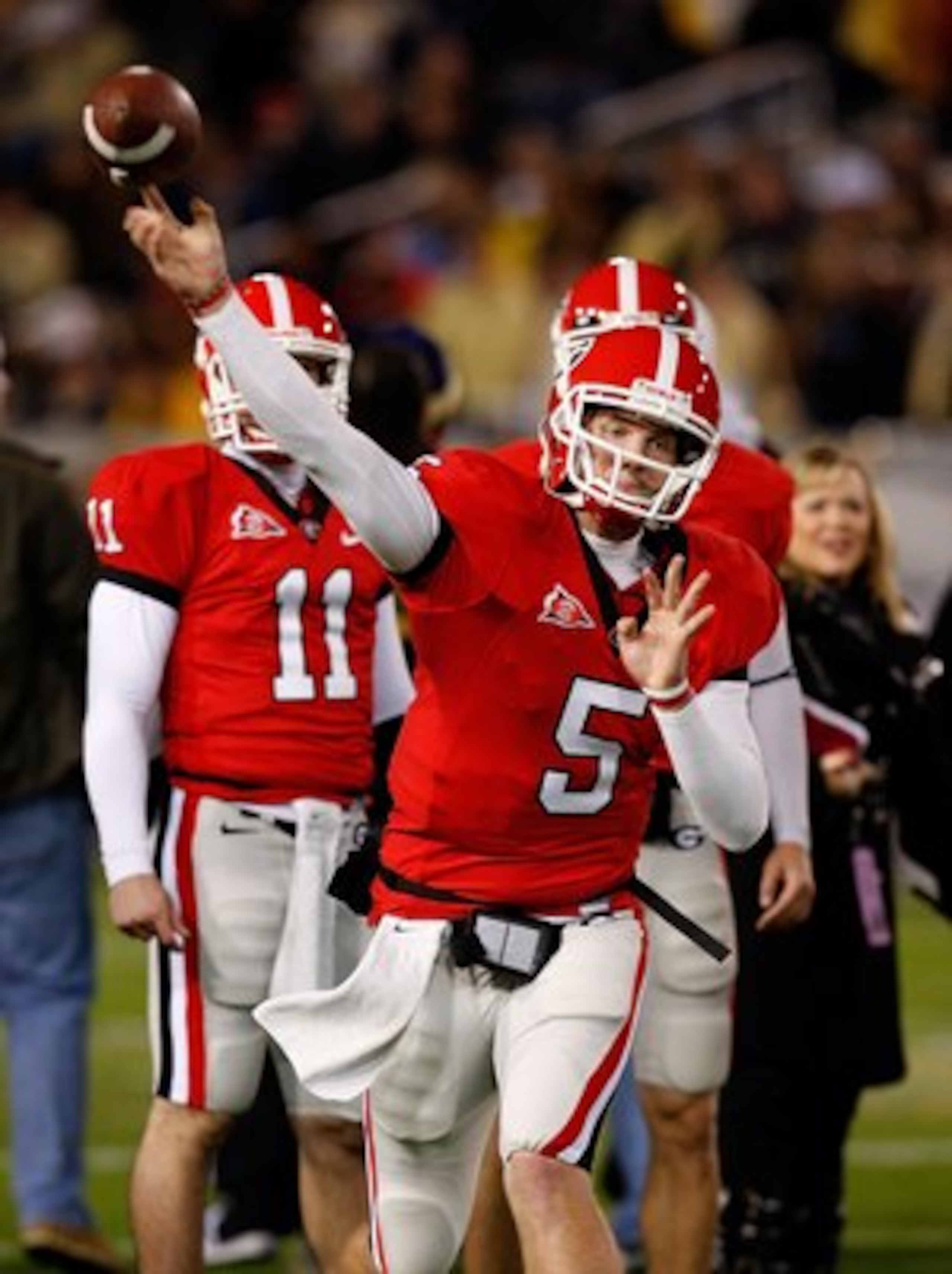 ATLANTA - NOVEMBER 28:  Backup quarterback Zach Mettenberger #5 of the Georgia Bulldogs against the Georgia Tech Yellow Jackets at Bobby Dodd Stadium on November 28, 2009 in Atlanta, Georgia.  (Photo by Kevin C. Cox/Getty Images)