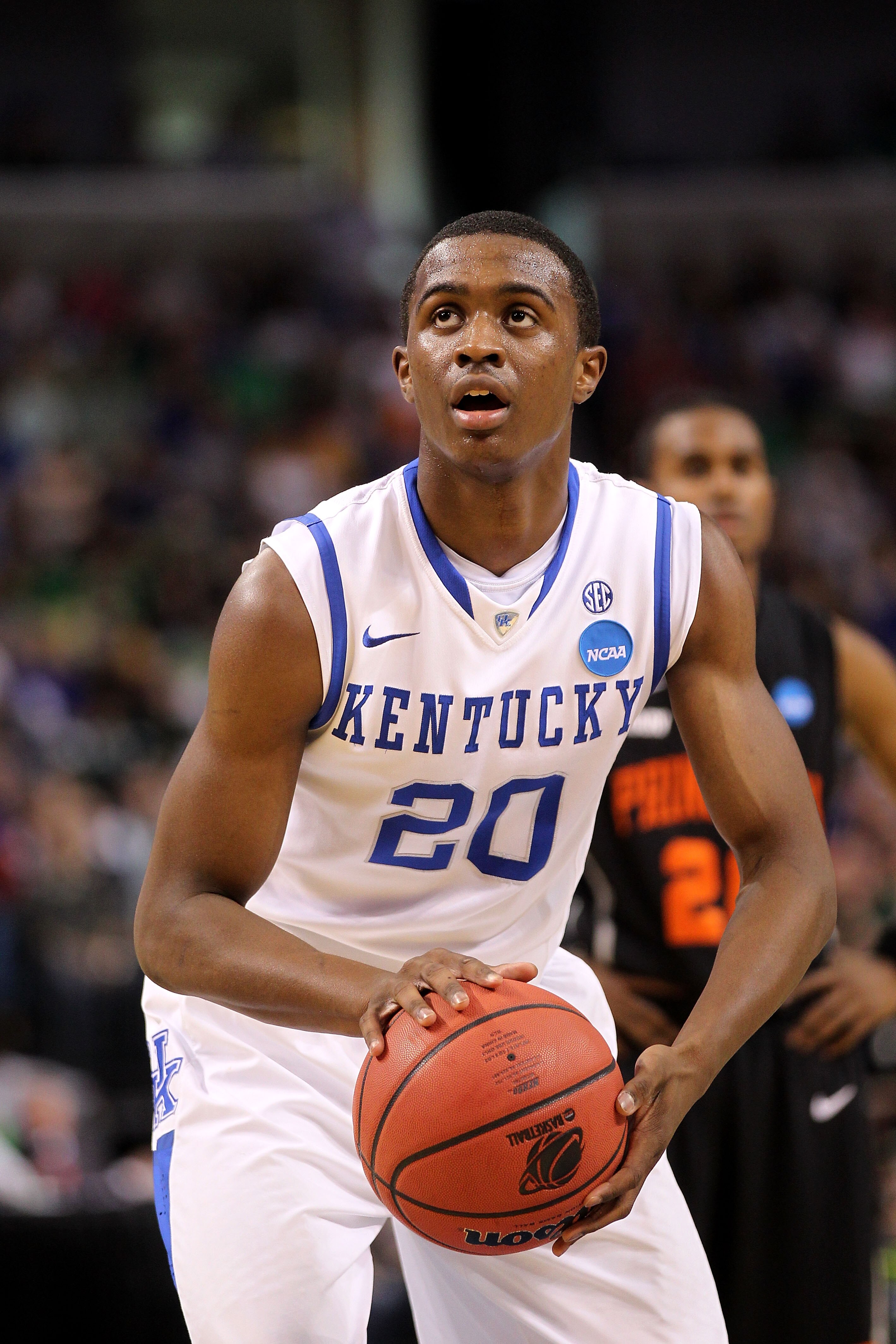TAMPA, FL - MARCH 17:  Doron Lamb #20 of the Kentucky Wildcats gets set to shoot a free throw attempt against the Princeton Tigers during the second round of the 2011 NCAA men's basketball tournament at St. Pete Times Forum on March 17, 2011 in Tampa, Flo