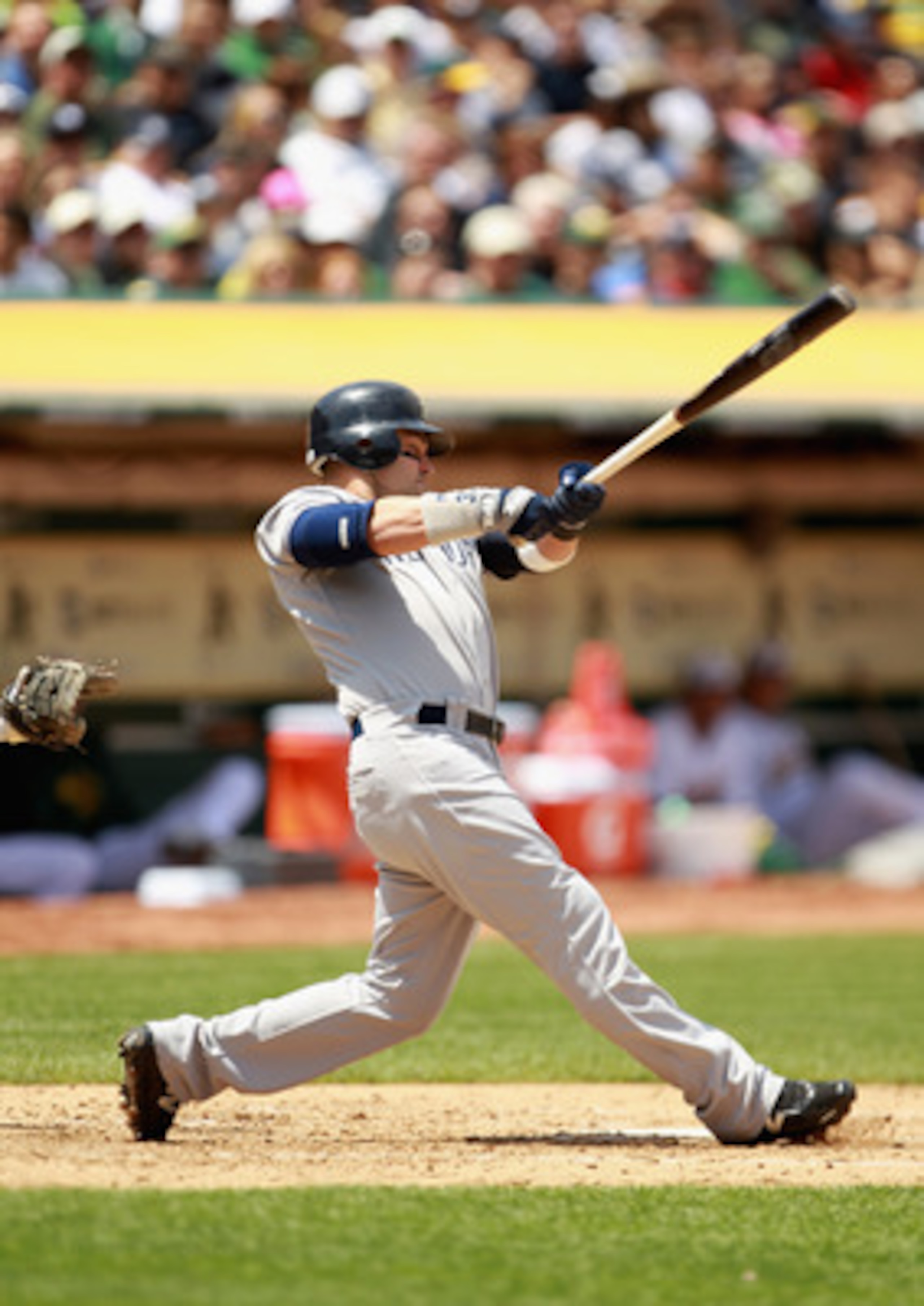 OAKLAND, CA - MAY 30:  Nick Swisher #33 of the New York Yankees bats against the Oakland Athletics at Oakland-Alameda County Coliseum on May 30, 2011 in Oakland, California.  (Photo by Ezra Shaw/Getty Images)