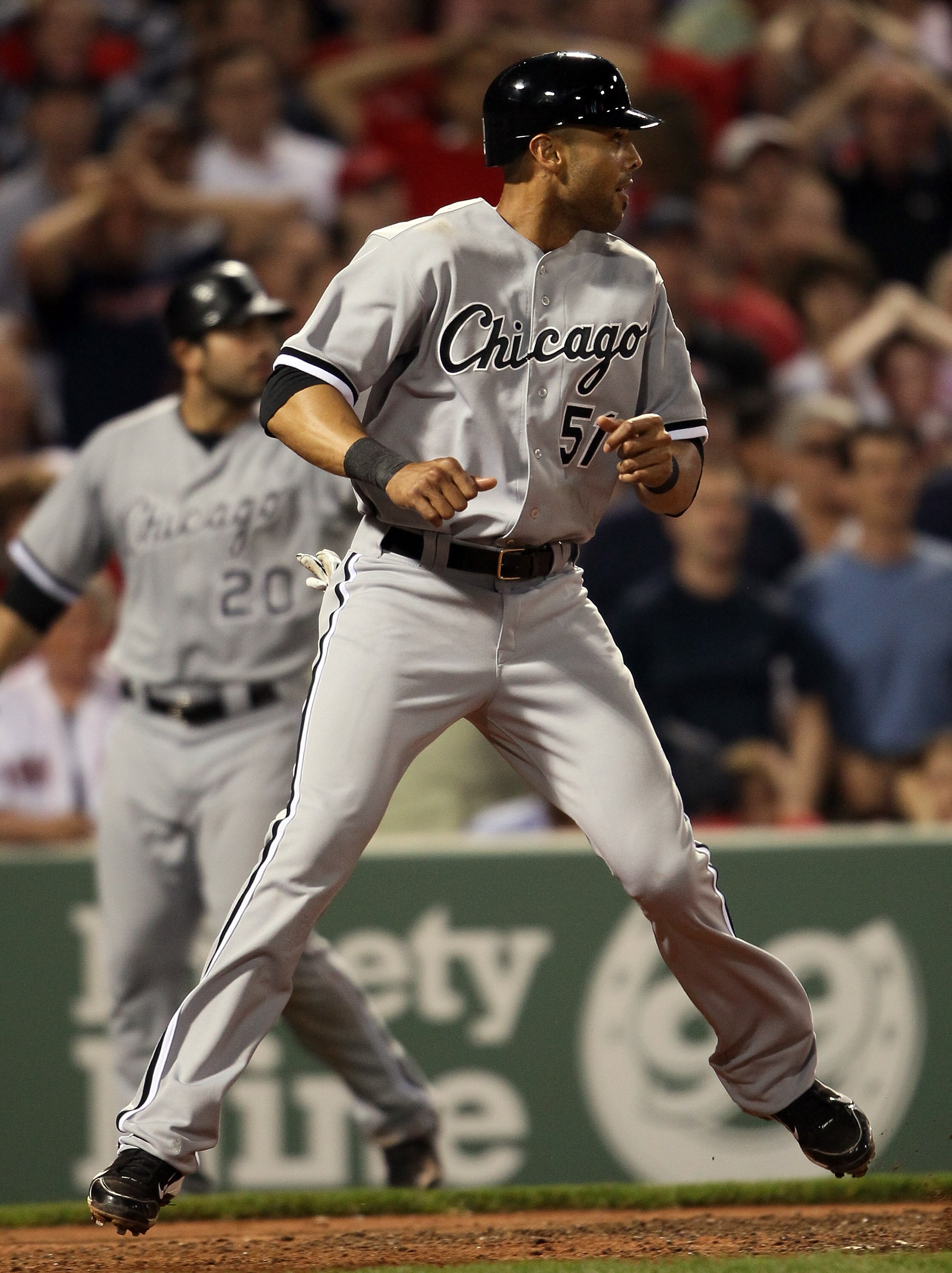 BOSTON, MA - MAY 30:  Alex Rios #51 of the Chicago White Sox scores a run in the sixth inning against the Boston Red Sox on May 30, 2011 at Fenway Park in Boston, Massachusetts.  (Photo by Elsa/Getty Images)