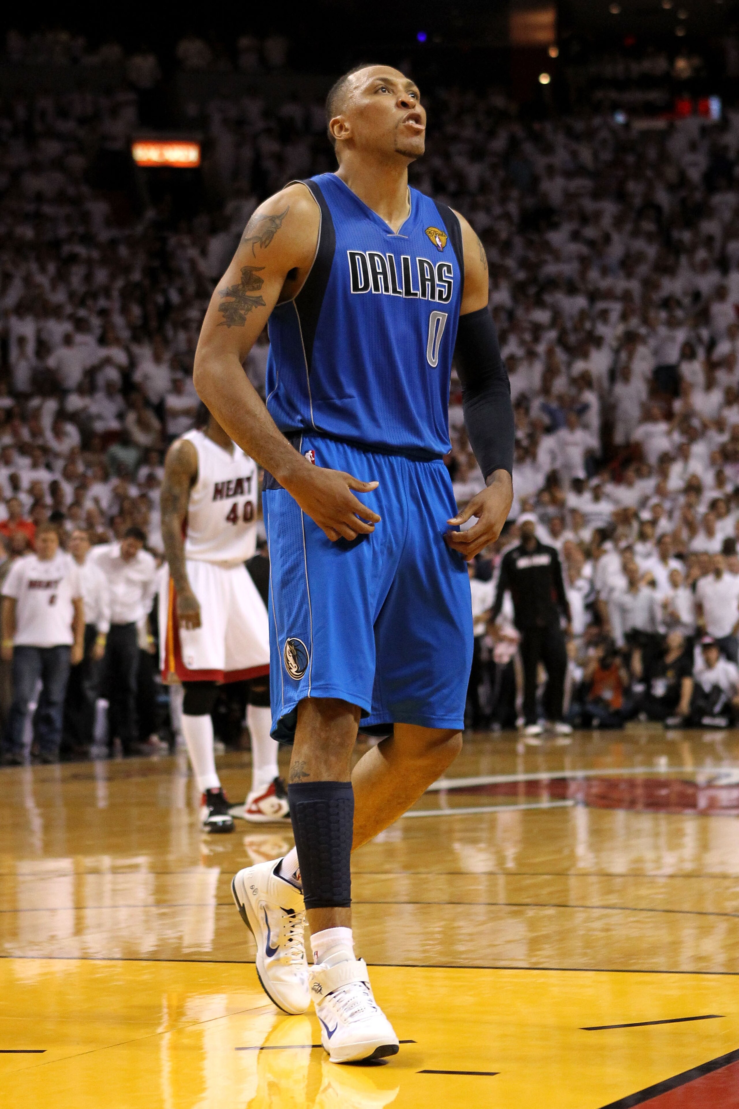 MIAMI, FL - JUNE 02:  Shawn Marion #0 of the Dallas Mavericks reacts against the Miami Heat in Game Two of the 2011 NBA Finals at American Airlines Arena on June 2, 2011 in Miami, Florida. NOTE TO USER: User expressly acknowledges and agrees that, by down