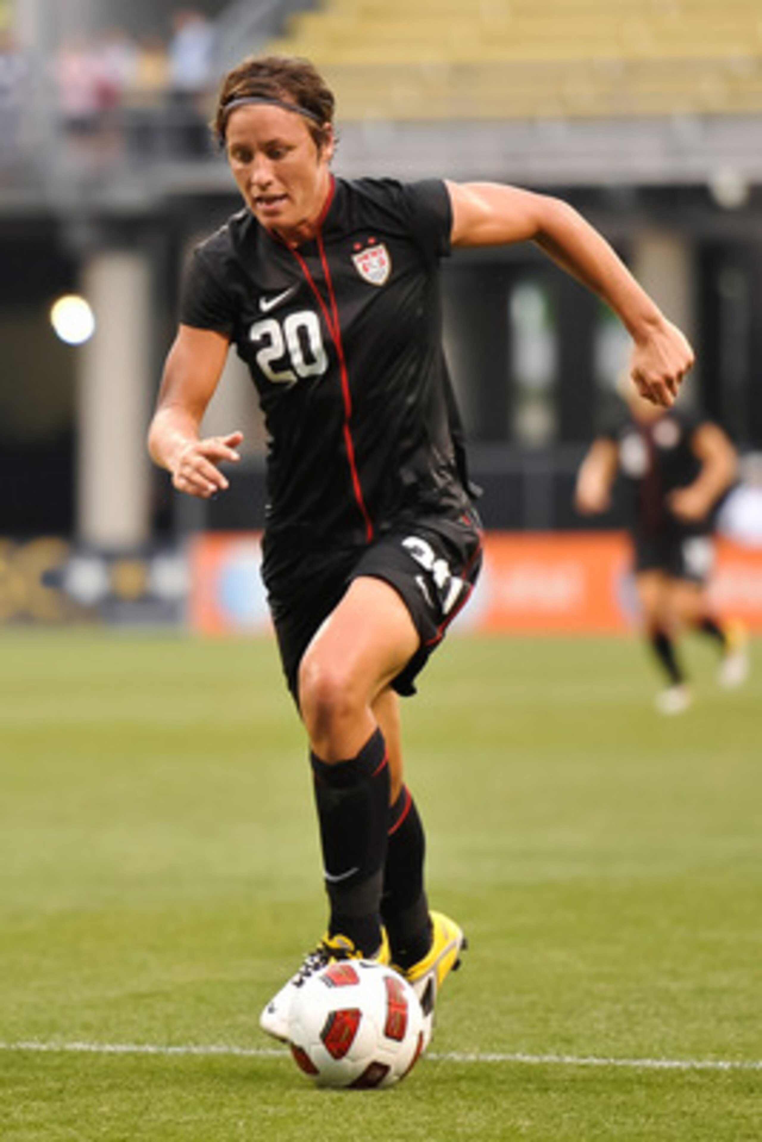 COLUMBUS, OH - MAY 14:  Abby Wambach #20 of the United States controls the ball against Japan on May 14, 2011 at Crew Stadium in Columbus, Ohio.  (Photo by Jamie Sabau/Getty Images)