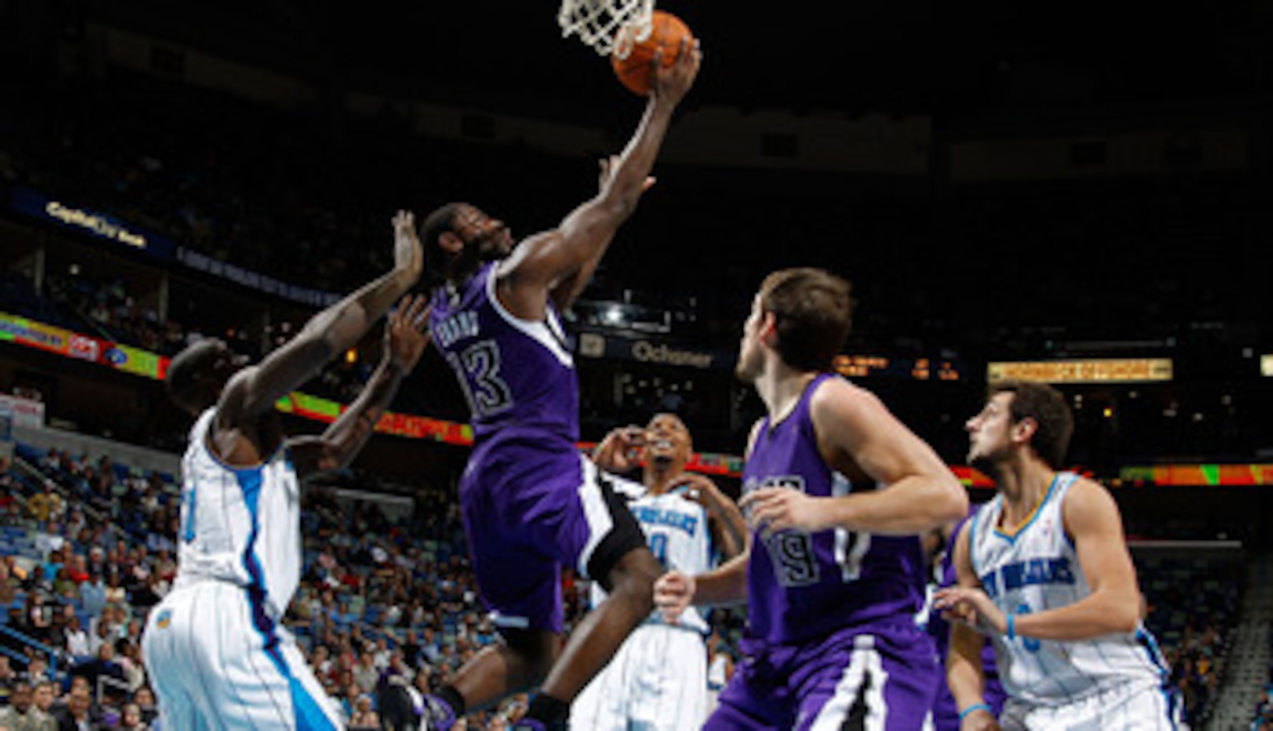 NEW ORLEANS, LA - DECEMBER 15: Tyreke Evans #13 of the Sacramento Kings shoots the ball over Emeka Okafor #50 of the New Orleans Hornets at the New Orleans Arena on December 15, 2010 in New Orleans, Louisiana. The Hornets defeated the Kings 94-91. NOT NEW ORLEANS, LA - DECEMBER 15: Tyreke Evans #13 of the Sacramento Kings shoots the ball over Emeka Okafor #50 of the New Orleans Hornets at the New Orleans Arena on December 15, 2010 in New Orleans, Louisiana. The Hornets defeated the Kings 94-91. NOT