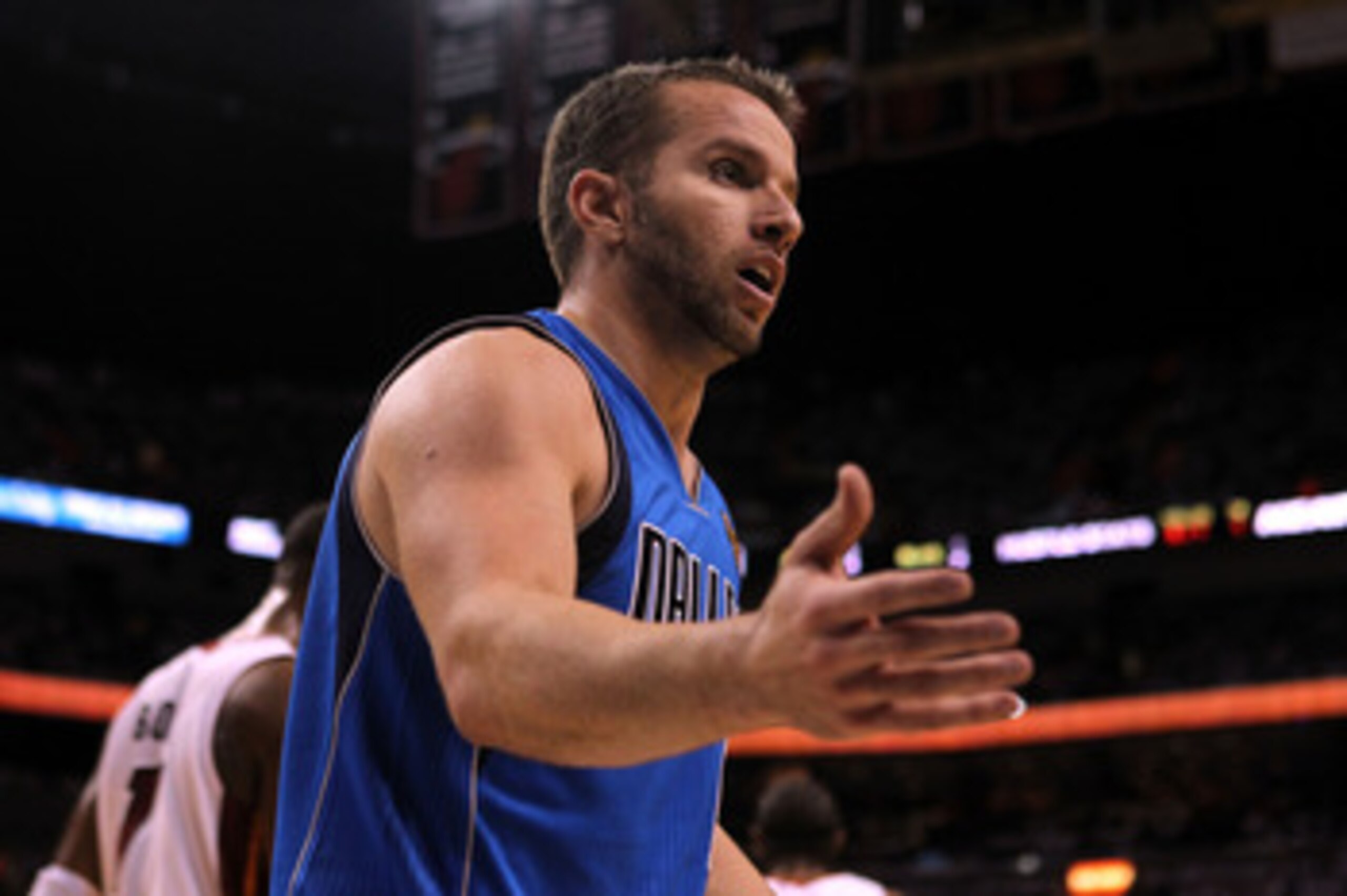 MIAMI, FL - MAY 31:  Jose Juan Barea #11 of the Dallas Mavericks reacts while taking on the Miami Heat in the first half in Game One of the 2011 NBA Finals at American Airlines Arena on May 31, 2011 in Miami, Florida. NOTE TO USER: User expressly acknowle