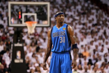 MIAMI, FL - MAY 31:  Jason Terry #31 of the Dallas Mavericks looks on against the Miami Heat in Game One of the 2011 NBA Finals at American Airlines Arena on May 31, 2011 in Miami, Florida. NOTE TO USER: User expressly acknowledges and agrees that, by dow