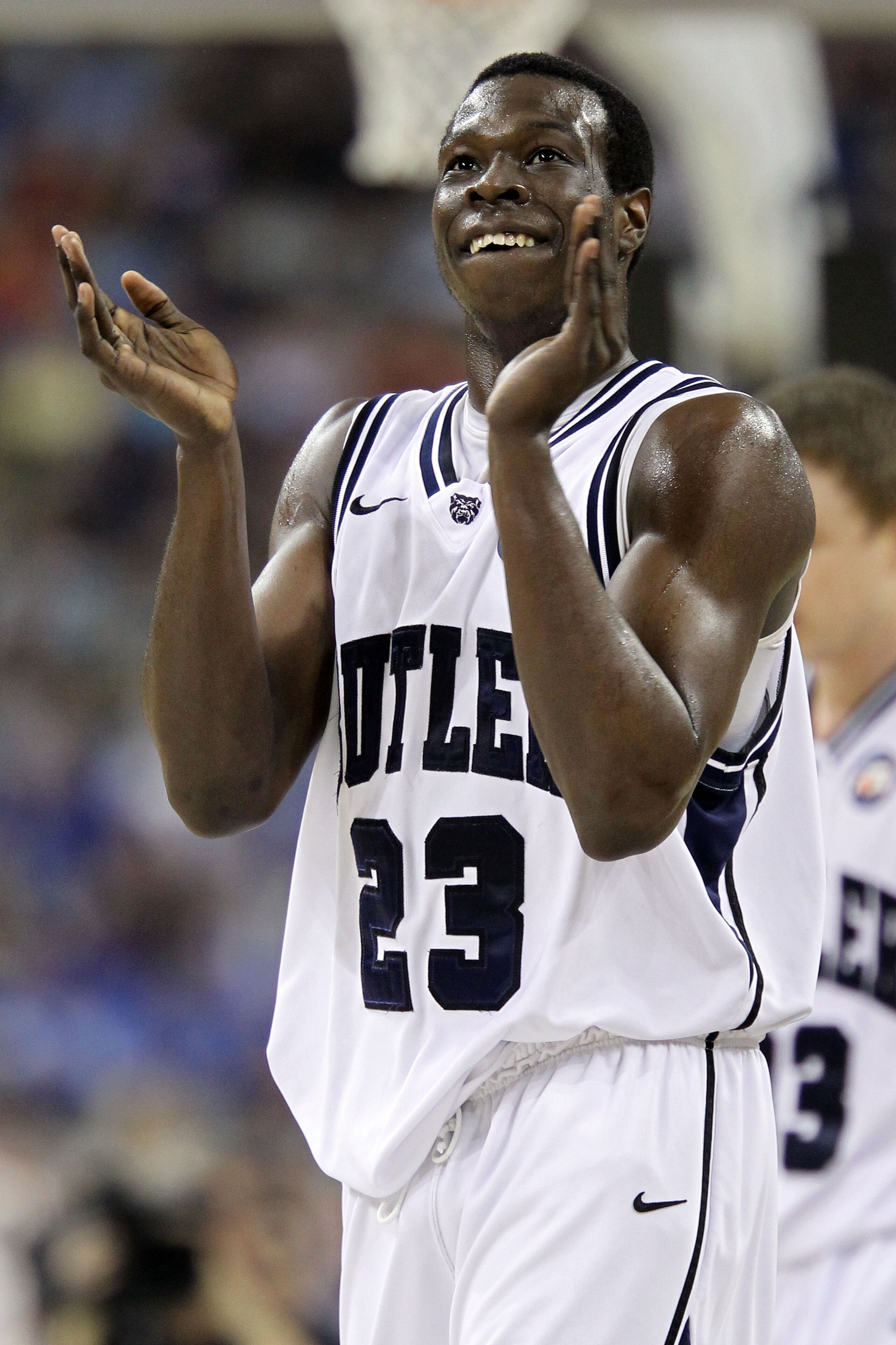 HOUSTON, TX - APRIL 02:  Khyle Marshall #23 of the Butler Bulldogs reacts in the first half while taking on Virginia Commonwealth Rams during the National Semifinal game of the 2011 NCAA Division I Men's Basketball Championship at Reliant Stadium on April
