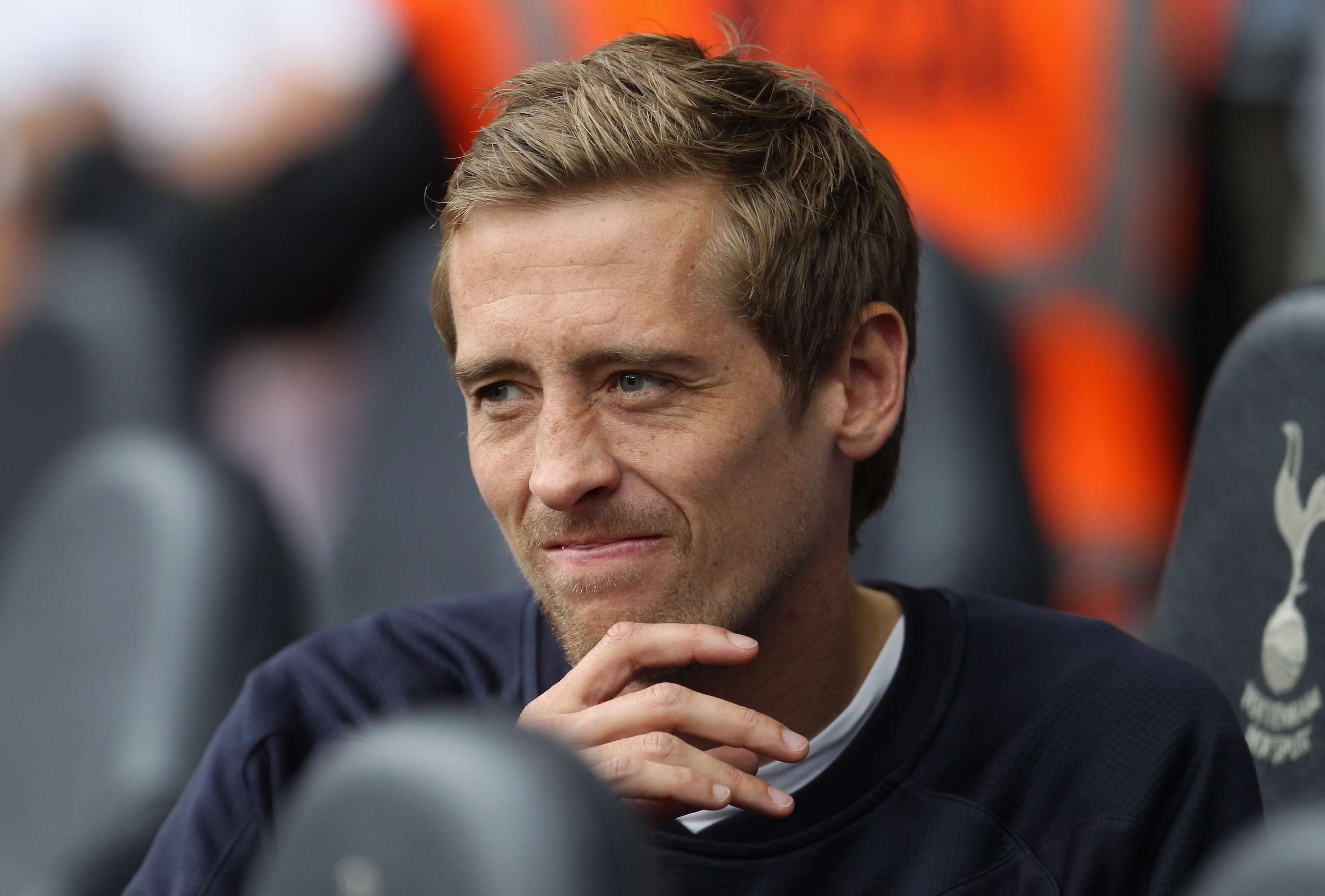 LONDON, UNITED KINGDOM - MAY 07:  Peter Crouch of Spurs looks on from the bench during the Barclays Premier League match between Tottenham Hotspur and Blackpool at White Hart Lane on May 7, 2011 in London, England.  (Photo by Scott Heavey/Getty Images)