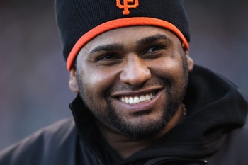 SAN FRANCISCO, CA - MAY 11:  Pablo Sandoval #48 of the San Francisco Giants sstands in the dugout before their game against the Arizona Diamondbacks at AT&T Park on May 11, 2011 in San Francisco, California.  (Photo by Ezra Shaw/Getty Images)