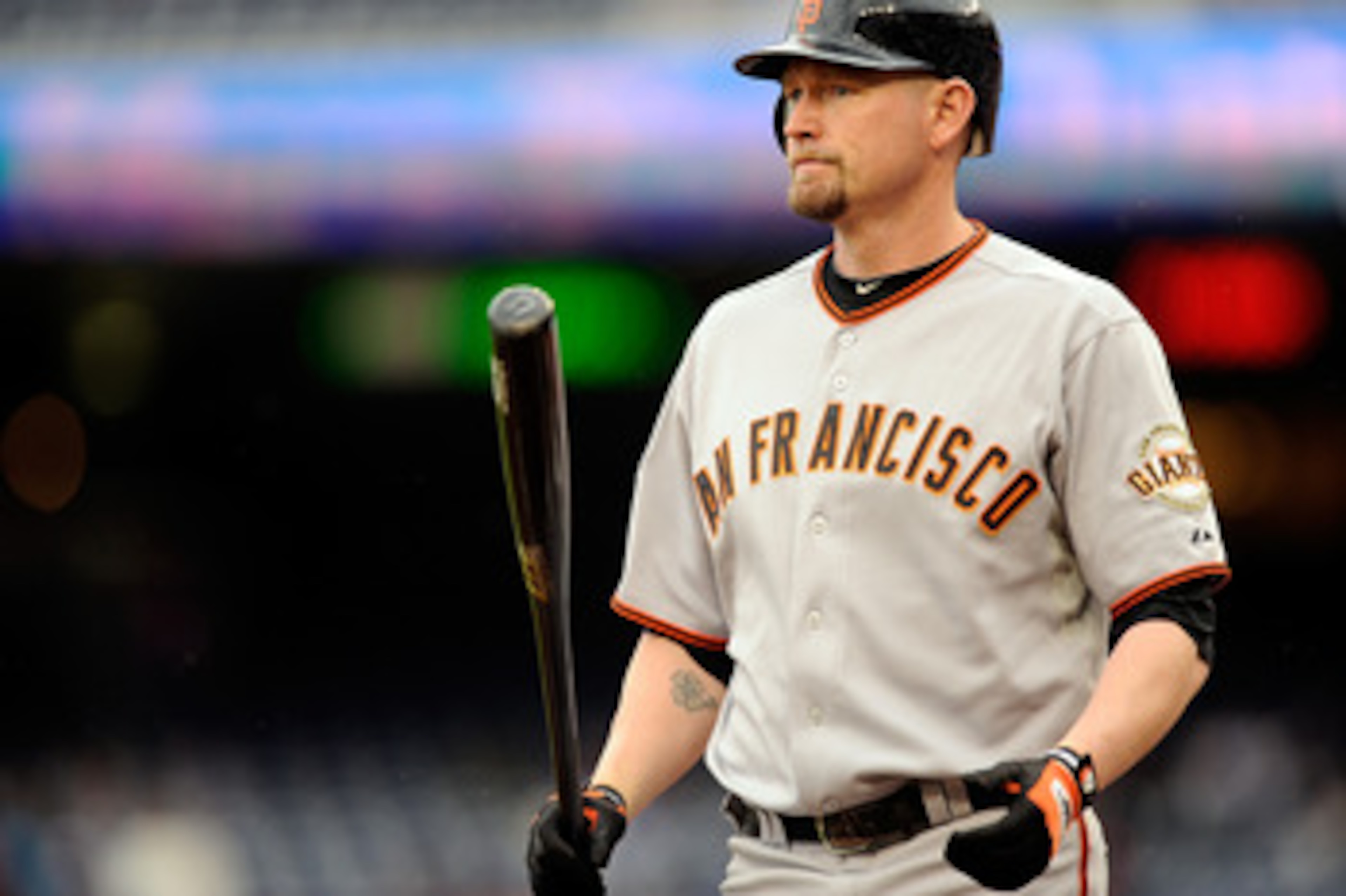 WASHINGTON, DC - MAY 01: Aubrey Huff #17 of the San Francisco Giants walks back to the dugout after striking out against the Washington Nationals at Nationals Park on May 1, 2011 in Washington, DC. (Photo by Greg Fiume/Getty Images) WASHINGTON, DC - MAY 01: Aubrey Huff #17 of the San Francisco Giants walks back to the dugout after striking out against the Washington Nationals at Nationals Park on May 1, 2011 in Washington, DC. (Photo by Greg Fiume/Getty Images)