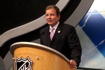 MONTREAL, QC - JUNE 26:  Executive Vice President and General Manager Ray Shero of the Pittsburgh Penguins speaks at the podium during the first round of the 2009 NHL Entry Draft at the Bell Centre on June 26, 2009 in Montreal, Quebec, Canada.  (Photo by 