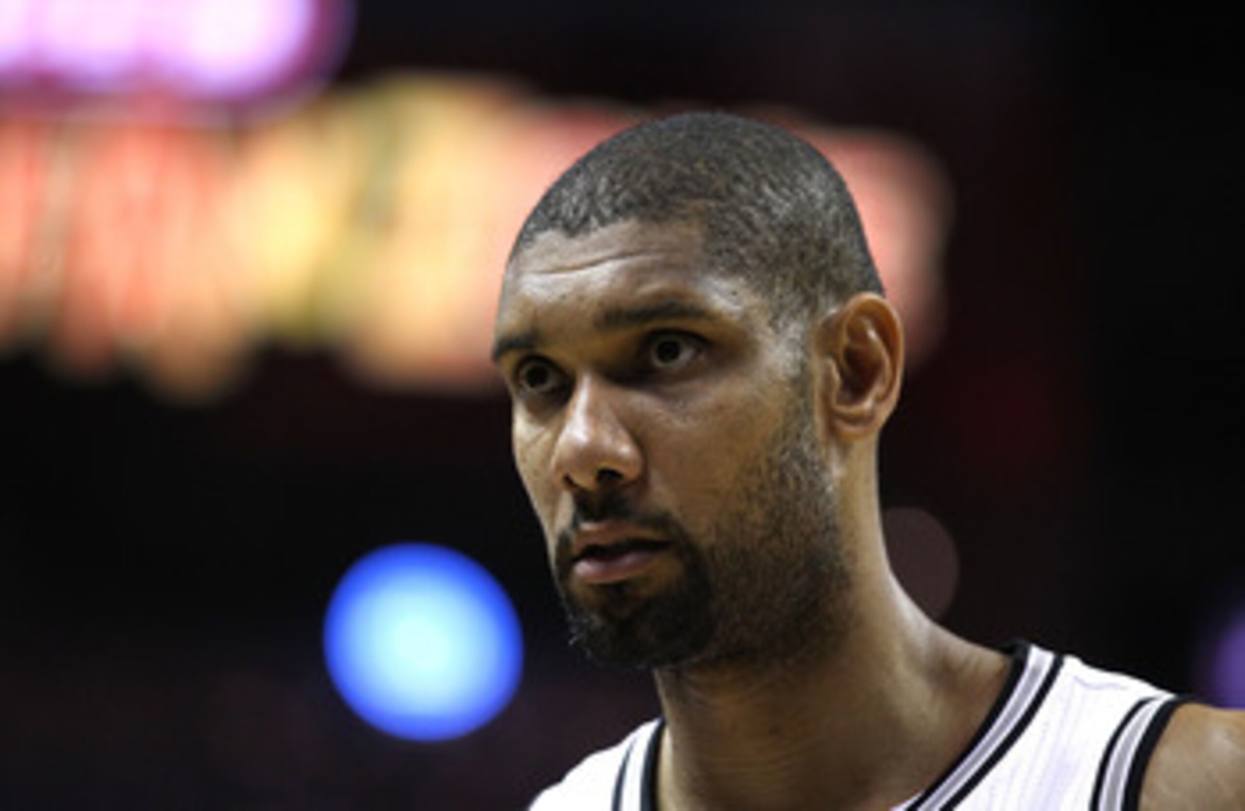 SAN ANTONIO, TX - APRIL 27:  Tim Duncan #21 of the San Antionio Spurs looks on against the Memphis Grizzlies in Game Five of the Western Conference Quarterfinals in the 2011 NBA Playoffs on April 27, 2011 at AT&T Center in San Antonio, Texas. NOTE TO USER