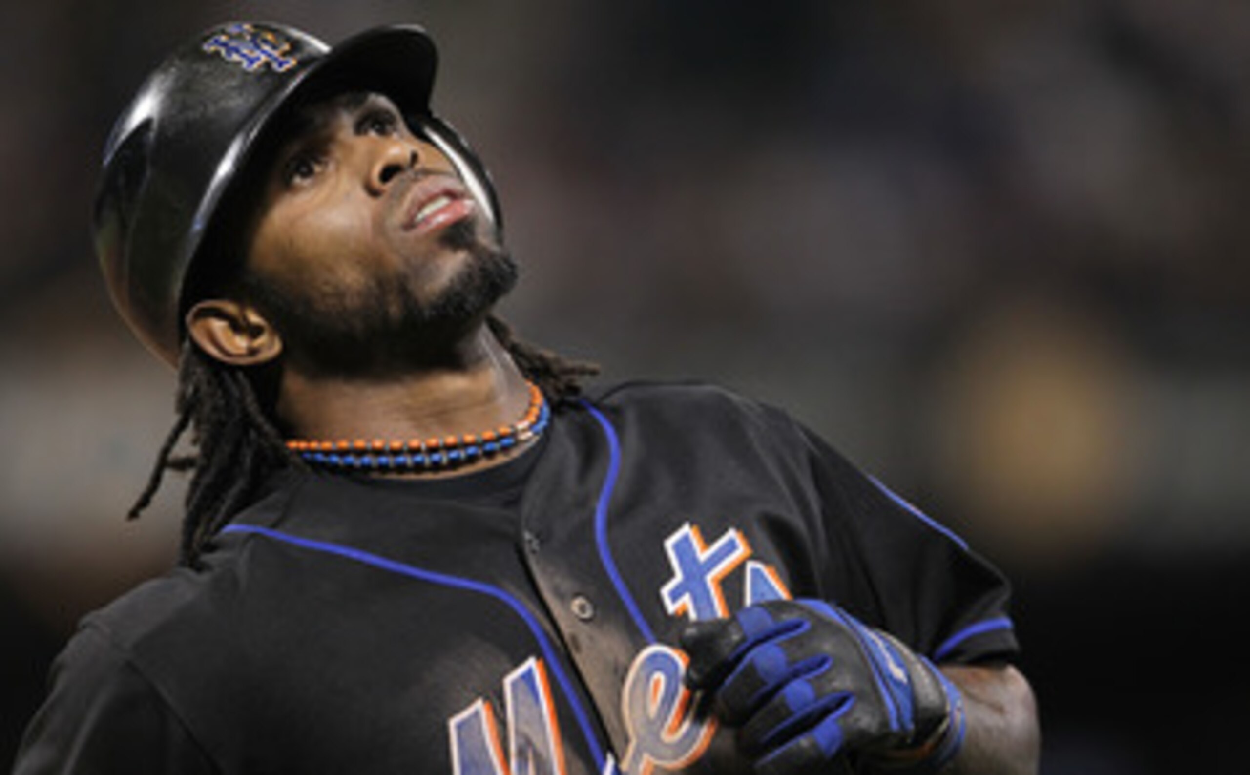 NEW YORK, NY - JUNE 03: Jose Reyes #7 of the New York Mets reacts after grounding out against the Atlanta Braves at Citi Field on June 3, 2011 in the Flushing neighborhood of the Queens borough of New York City.  (Photo by Nick Laham/Getty Images)