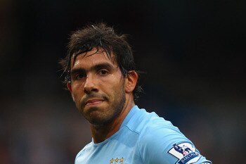 MANCHESTER, ENGLAND - MAY 17:  Carlos Tevez of Manchester City during the Barclays Premier League match between Manchester City and Stoke City at City of Manchester Stadium on May 17, 2011 in Manchester, England.  (Photo by Clive Brunskill/Getty Images)
