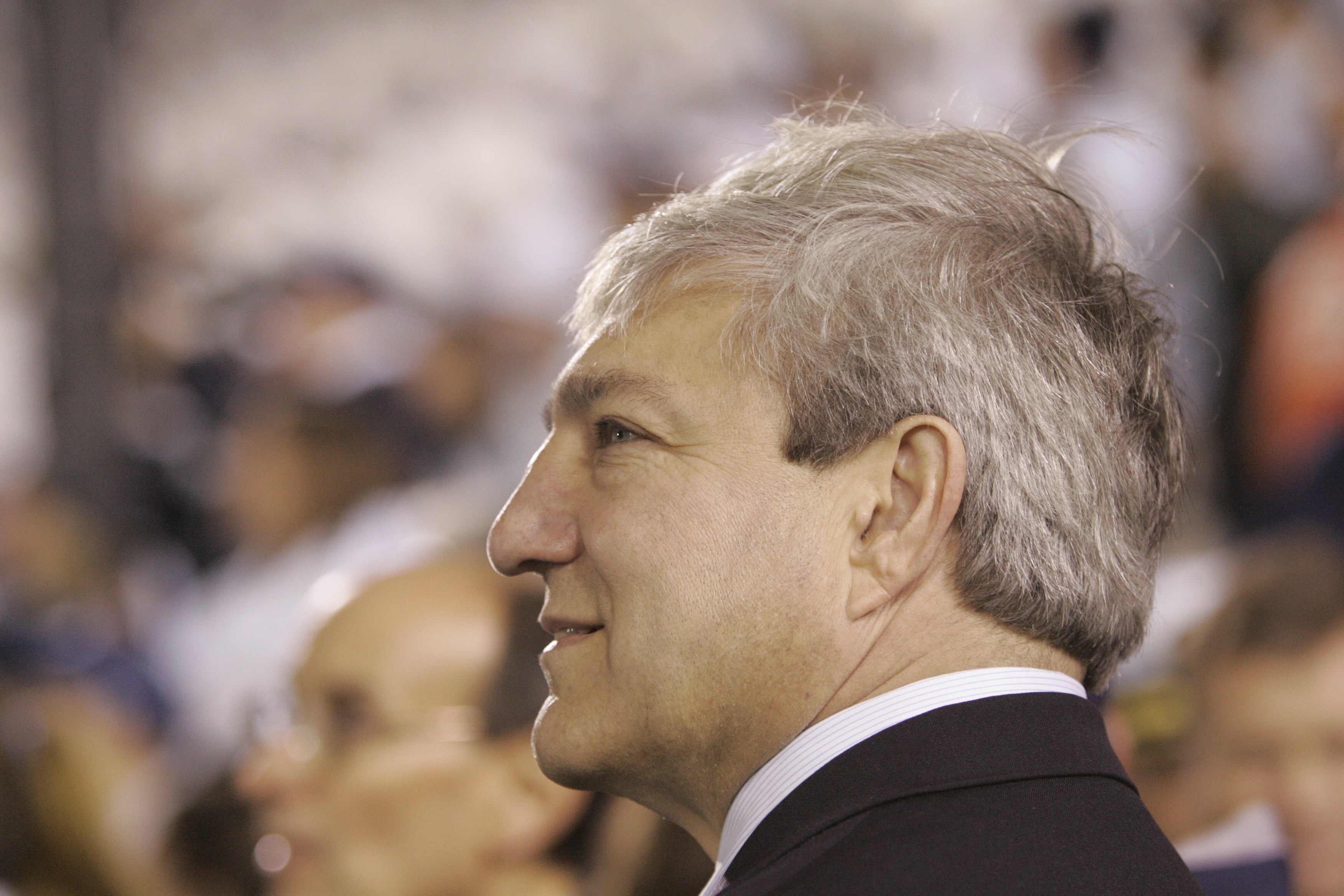 UNIVERSITY PARK, PA - OCTOBER 27: University President Graham Spanier of the Penn State Nittany Lions watches warmups before the game against the Ohio State Buckeyes at Beaver Stadium on October 27, 2007 in University Park, Pennsylvania. Ohio State won 37