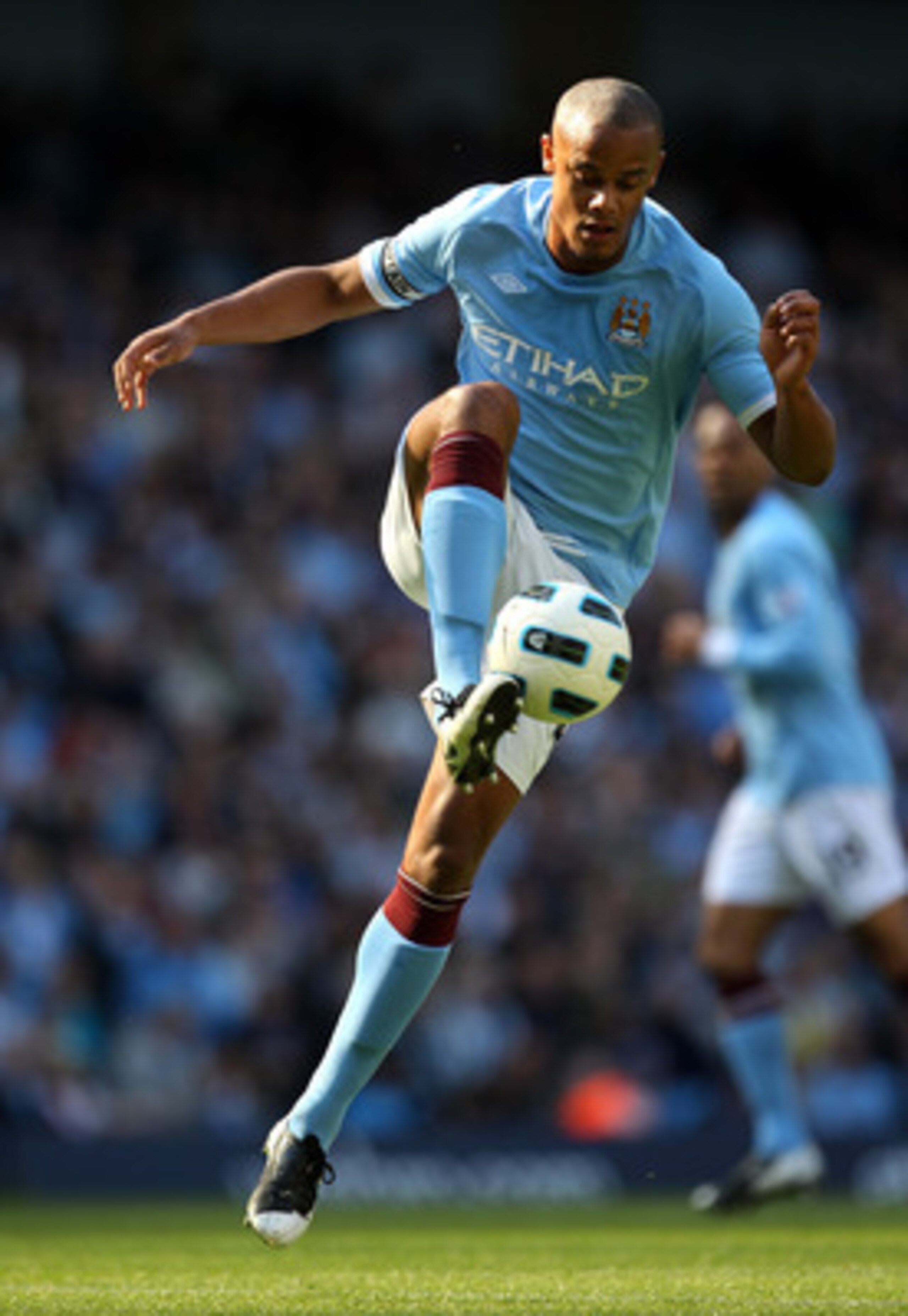 MANCHESTER, ENGLAND - MAY 01:  Vincent Kompany of Manchester City in action during the Barclays Premier League match between Manchester City and West Ham United at the City of Manchester Stadium on May 1, 2011 in Manchester, England. (Photo Alex Livesey/G