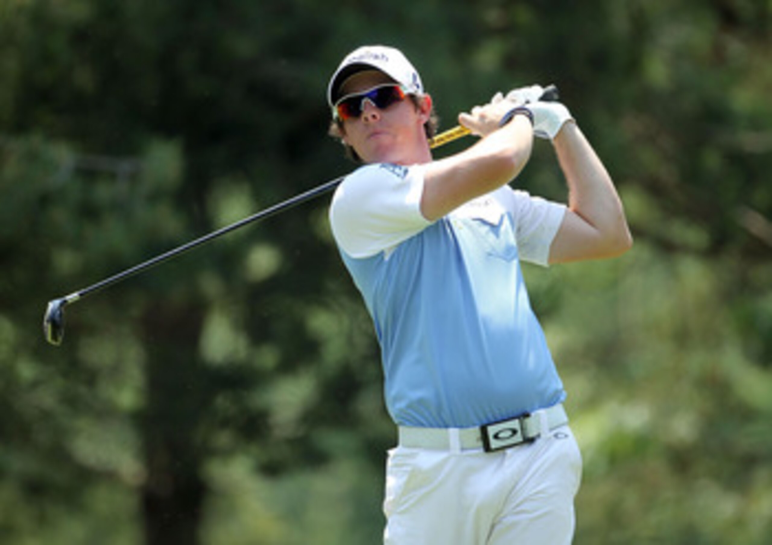 DUBLIN, OH - JUNE 04: Rory McIlroy of Northern Ireland hits his tee shot on the par 4 2nd during the third round of the Memorial Tournament presented by Nationwide Insurance at Muirfield Village Golf Club on June 4, 2011 in Dublin, Ohio.  (Photo by Andy L