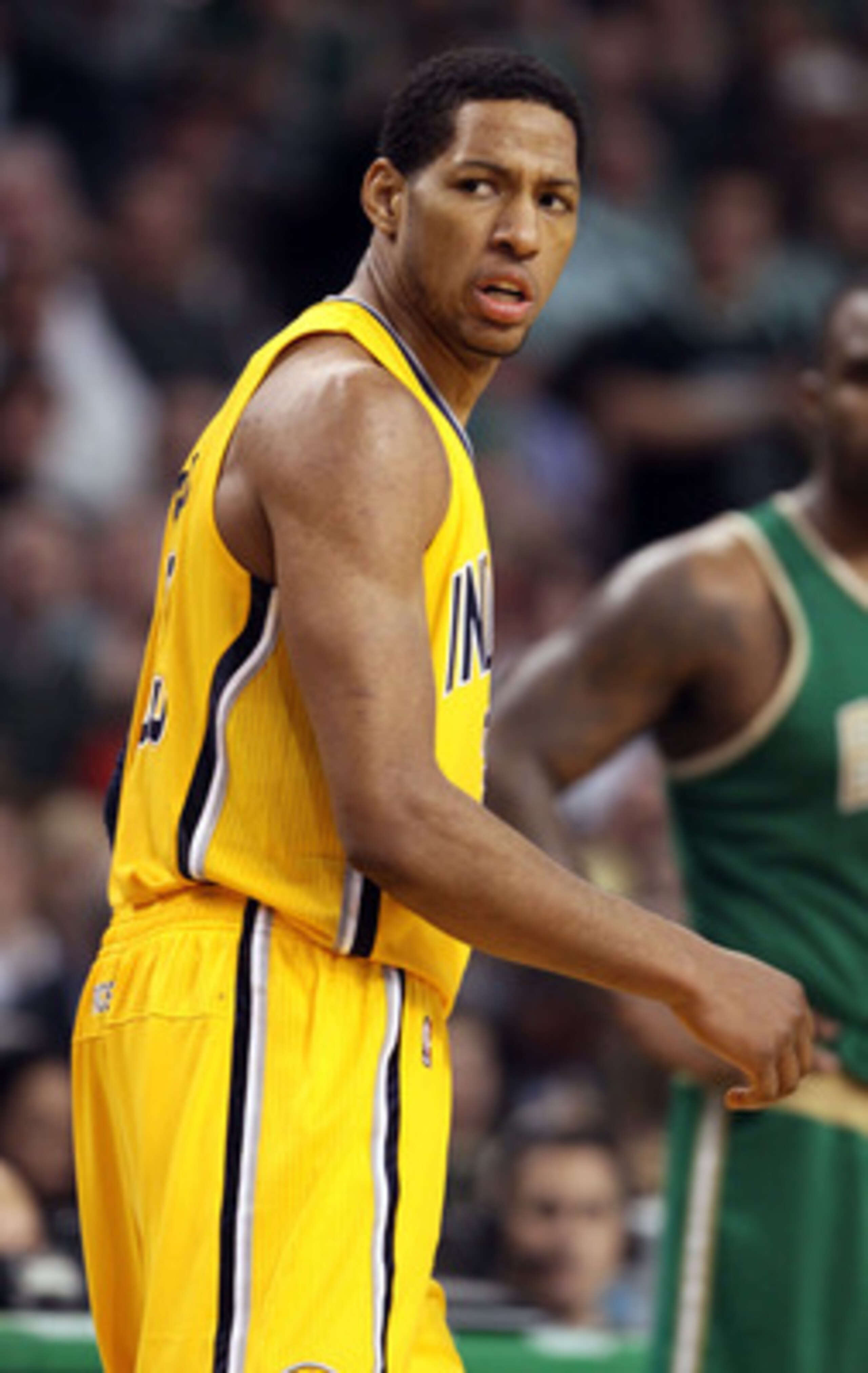 BOSTON, MA - MARCH 16:  Danny Granger #33 of the Indiana Pacers reacts after he is called for a technical foul in the second half against the Boston Celtics on March 16, 2011 at the TD Garden in Boston, Massachusetts. The Celtics defeated the Indiana Pace