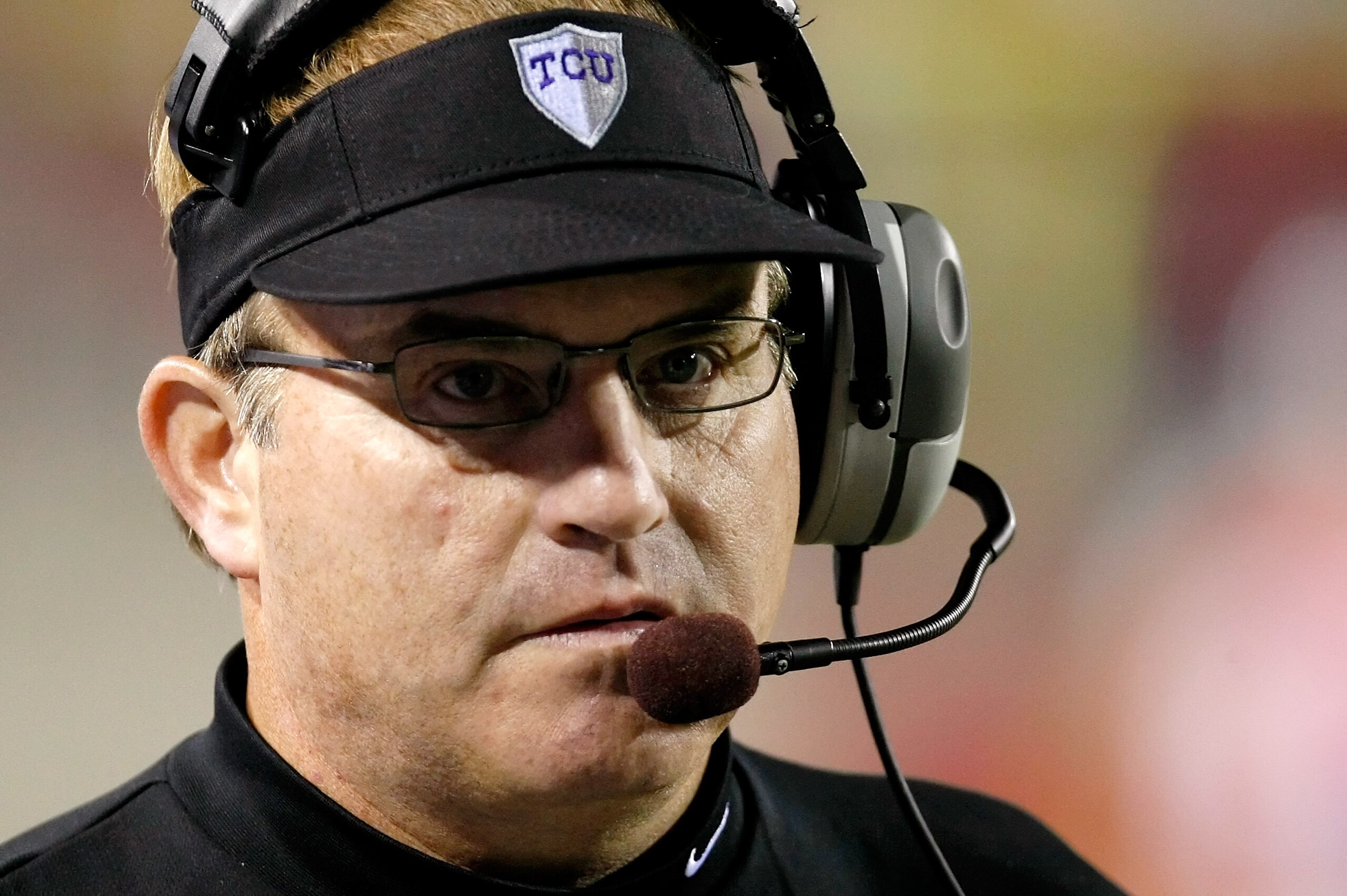 LAS VEGAS - OCTOBER 30:  Texas Christian University Horned Frogs head coach Gary Patterson looks on as his team takes on the UNLV Rebels at Sam Boyd Stadium October 30, 2010 in Las Vegas, Nevada. TCU won 48-6.  (Photo by Ethan Miller/Getty Images)