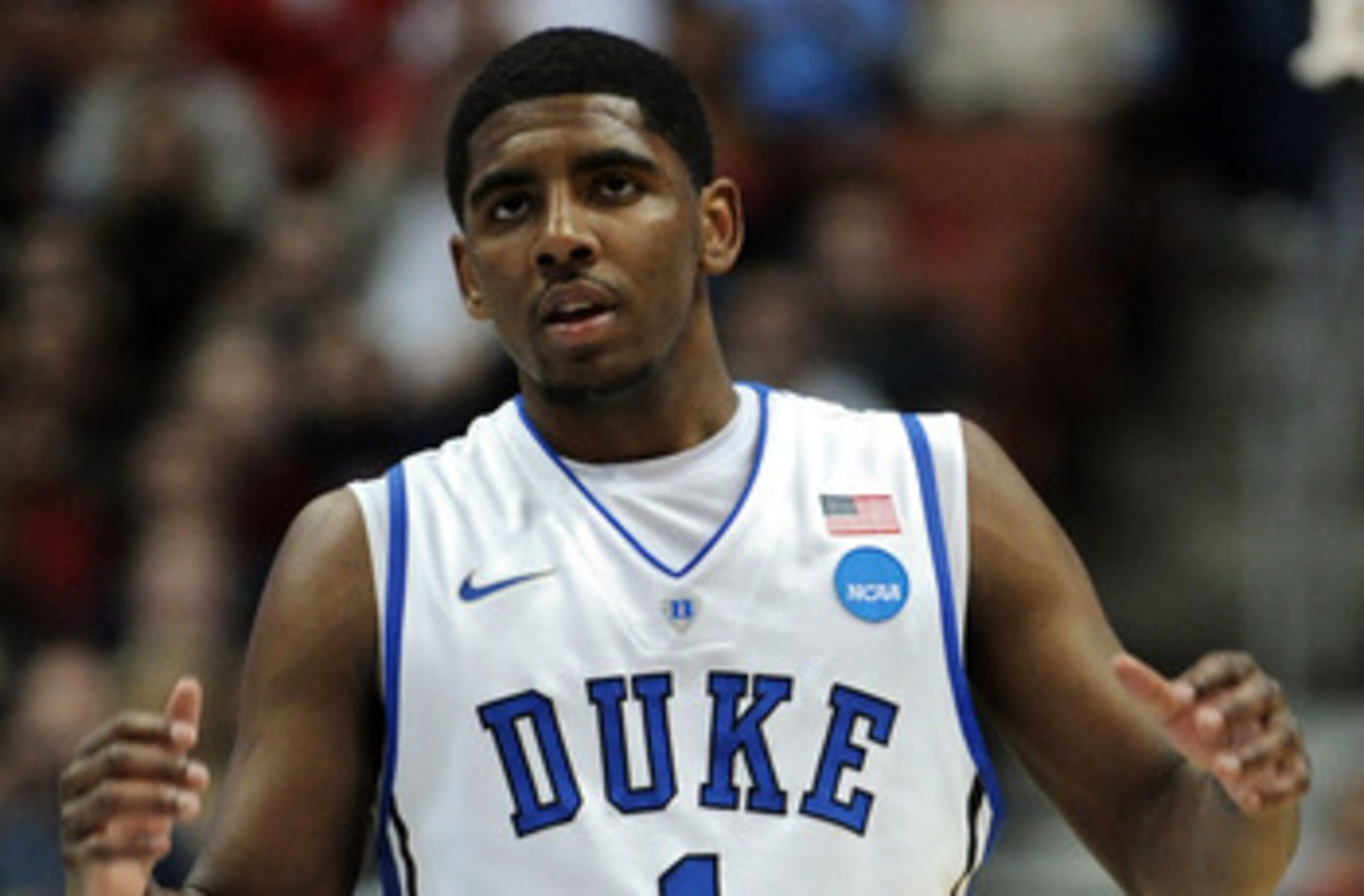 ANAHEIM, CA - MARCH 24:  Kyrie Irving #1 of the Duke Blue Devils looks on against the Arizona Wildcats during the west regional semifinal of the 2011 NCAA men's basketball tournament at the Honda Center on March 24, 2011 in Anaheim, California.  (Photo by