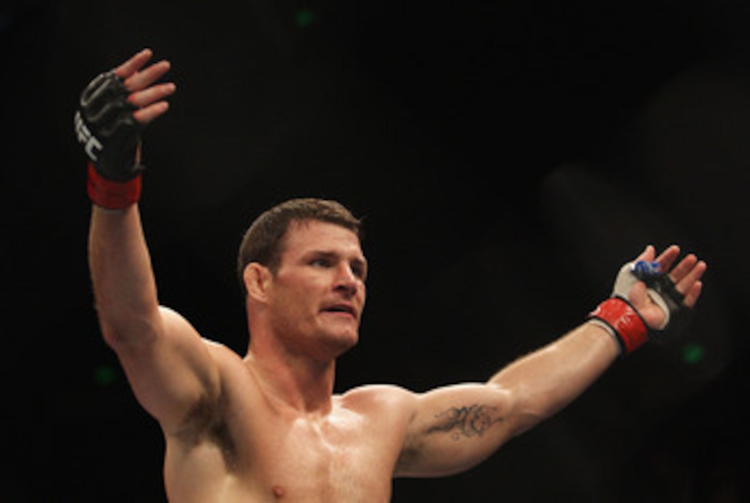 SYDNEY, AUSTRALIA - FEBRUARY 27:  Michael Bisping of Great Britain celebrates his victory over Jorge Rivera of the USA in their middleweight bout part of at UFC 127 at Acer Arena on February 27, 2011 in Sydney, Australia.  (Photo by Mark Kolbe/Getty Image