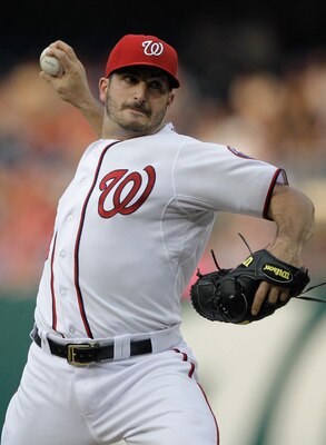 WASHINGTON, DC - MAY 31: Starting pitcher Jason Marquis #21 of the Washington Nationals delilvers to a Philadelphia Phillies batter during the second inning  at Nationals Park on May 31, 2011 in Washington, DC.  (Photo by Rob Carr/Getty Images)