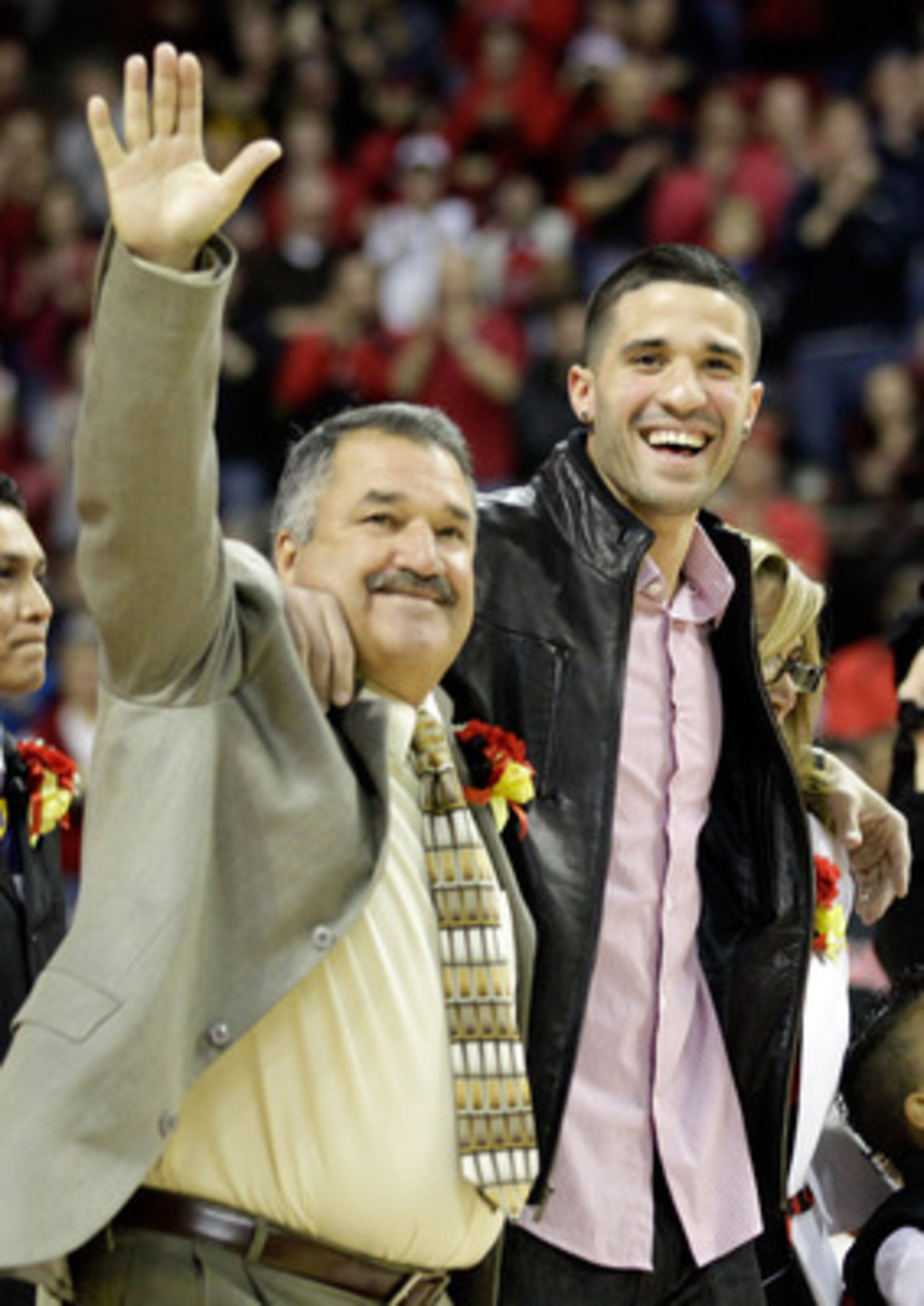 COLLEGE PARK, MD - FEBRUARY 20: Former Maryland Terrapins player and a current member of the Memphis Grizzlies, Greivis Vasquez, right, and his father Gregorio, left, before the start of the Terrapins game against the NC State Wolfpack at the Comcast Cent COLLEGE PARK, MD - FEBRUARY 20: Former Maryland Terrapins player and a current member of the Memphis Grizzlies, Greivis Vasquez, right, and his father Gregorio, left, before the start of the Terrapins game against the NC State Wolfpack at the Comcast Cent