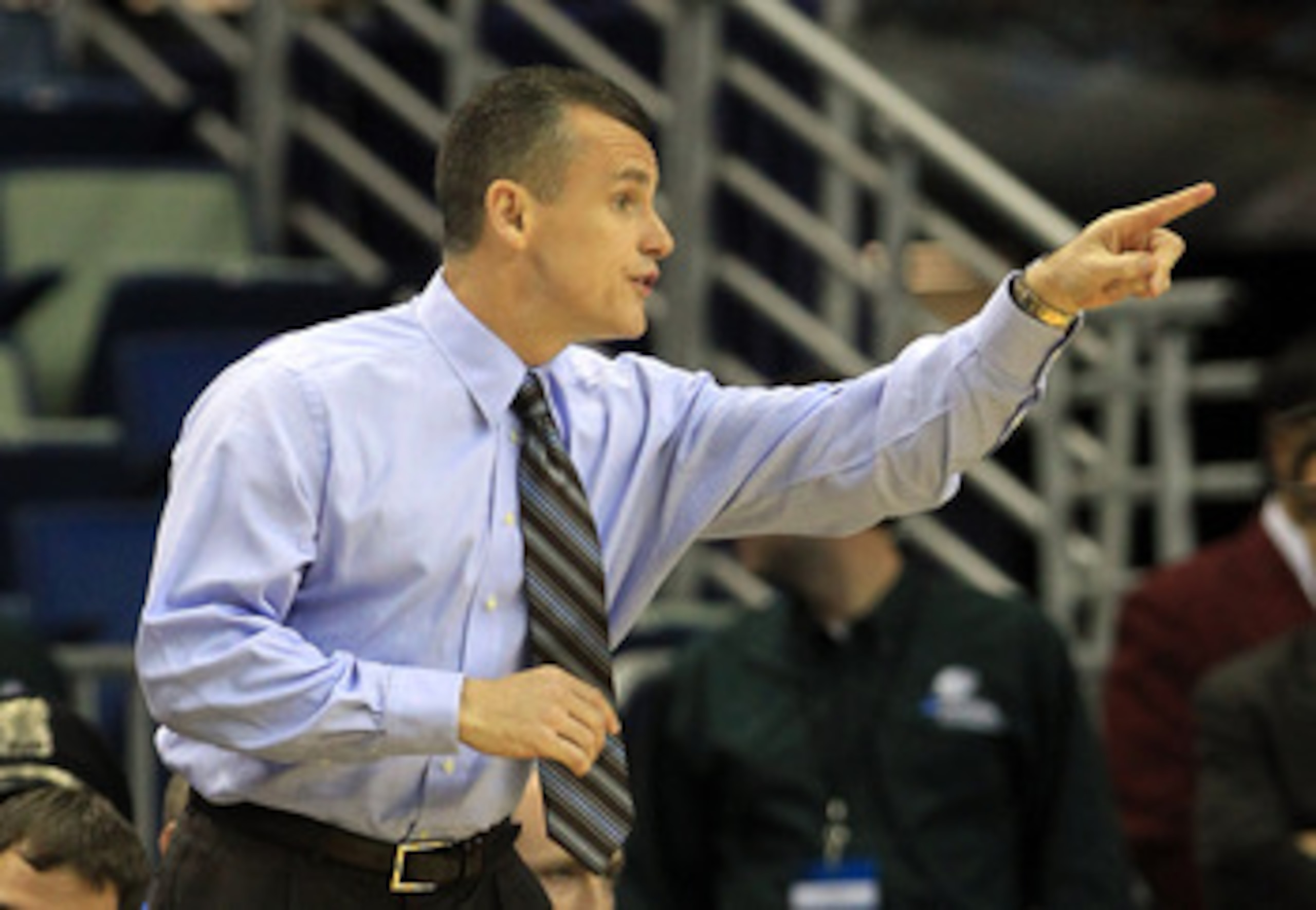 NEW ORLEANS, LA - MARCH 24:  Head coach Billy Donovan of the Florida Gators yells to his team during their game against the Brigham Young Cougars in the Southeast regional of the 2011 NCAA men's basketball tournament at New Orleans Arena on March 24, 2011