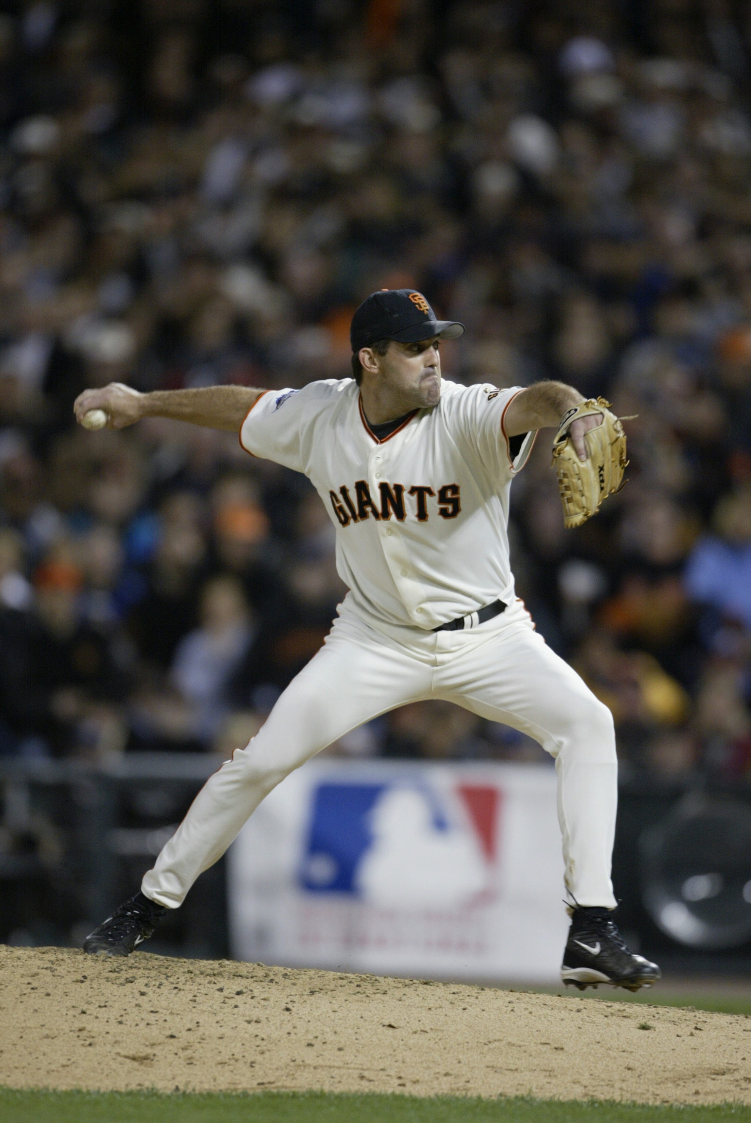 SAN FRANCISCO - OCTOBER 23: Pitcher Robb Nen #31 of the San Francisco Giants pitches for the save in the ninth inning of game four during the World Series against the Anaheim Angels at Pacific Bell Park in San Francisco, California on October 23, 2002. SAN FRANCISCO - OCTOBER 23: Pitcher Robb Nen #31 of the San Francisco Giants pitches for the save in the ninth inning of game four during the World Series against the Anaheim Angels at Pacific Bell Park in San Francisco, California on October 23, 2002.
