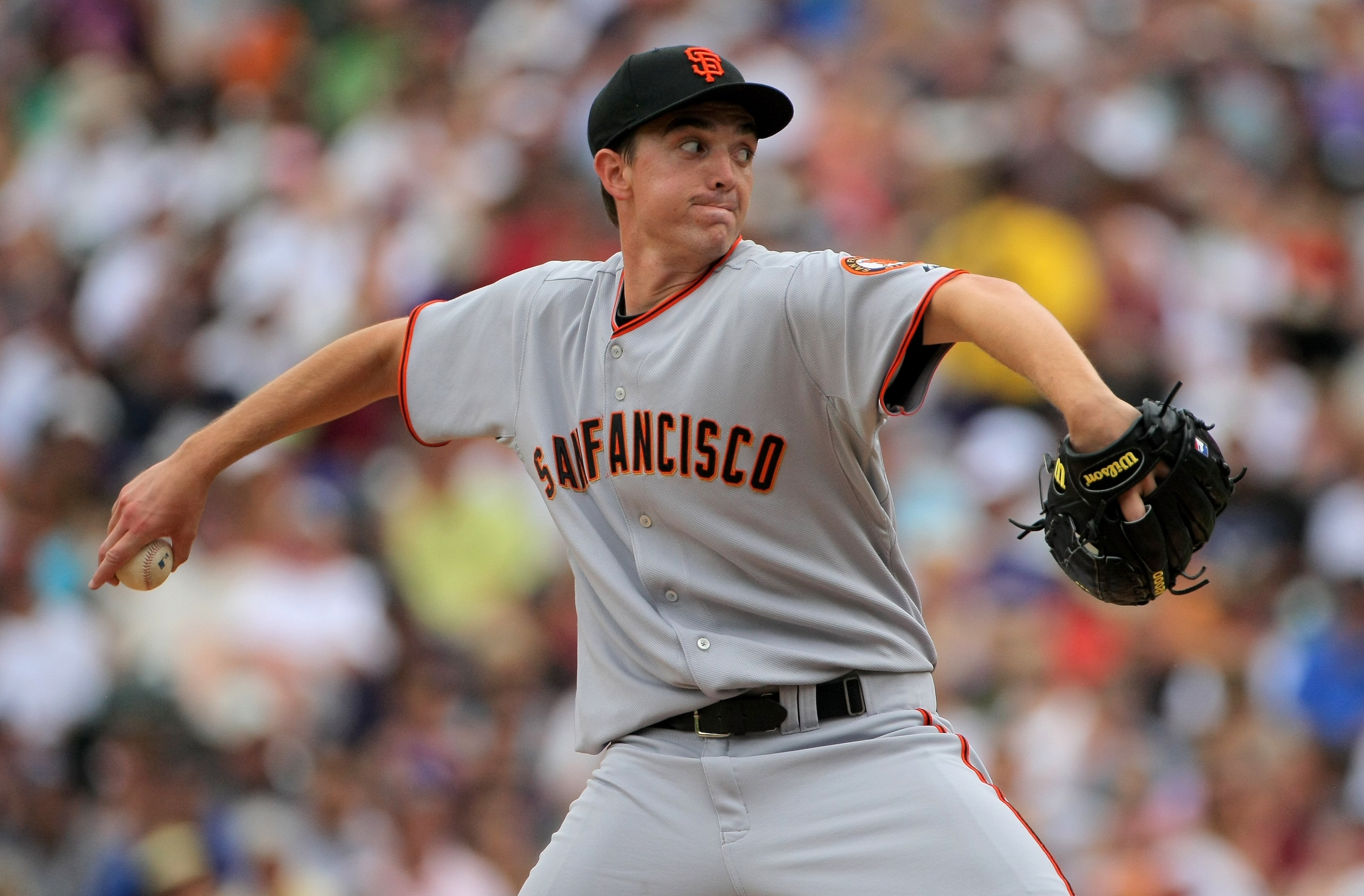 DENVER - JULY 26: Starting pitcher Ryan Sadowski #56 of the San Francisco Giants delivers against the Colorado Rockies at Coors Field on July 26, 2009 in Denver, Colorado. Sadowski pitcher 2 2/3 innings and gave up three runs. (Photo by Doug Pensinger/ DENVER - JULY 26: Starting pitcher Ryan Sadowski #56 of the San Francisco Giants delivers against the Colorado Rockies at Coors Field on July 26, 2009 in Denver, Colorado. Sadowski pitcher 2 2/3 innings and gave up three runs. (Photo by Doug Pensinger/