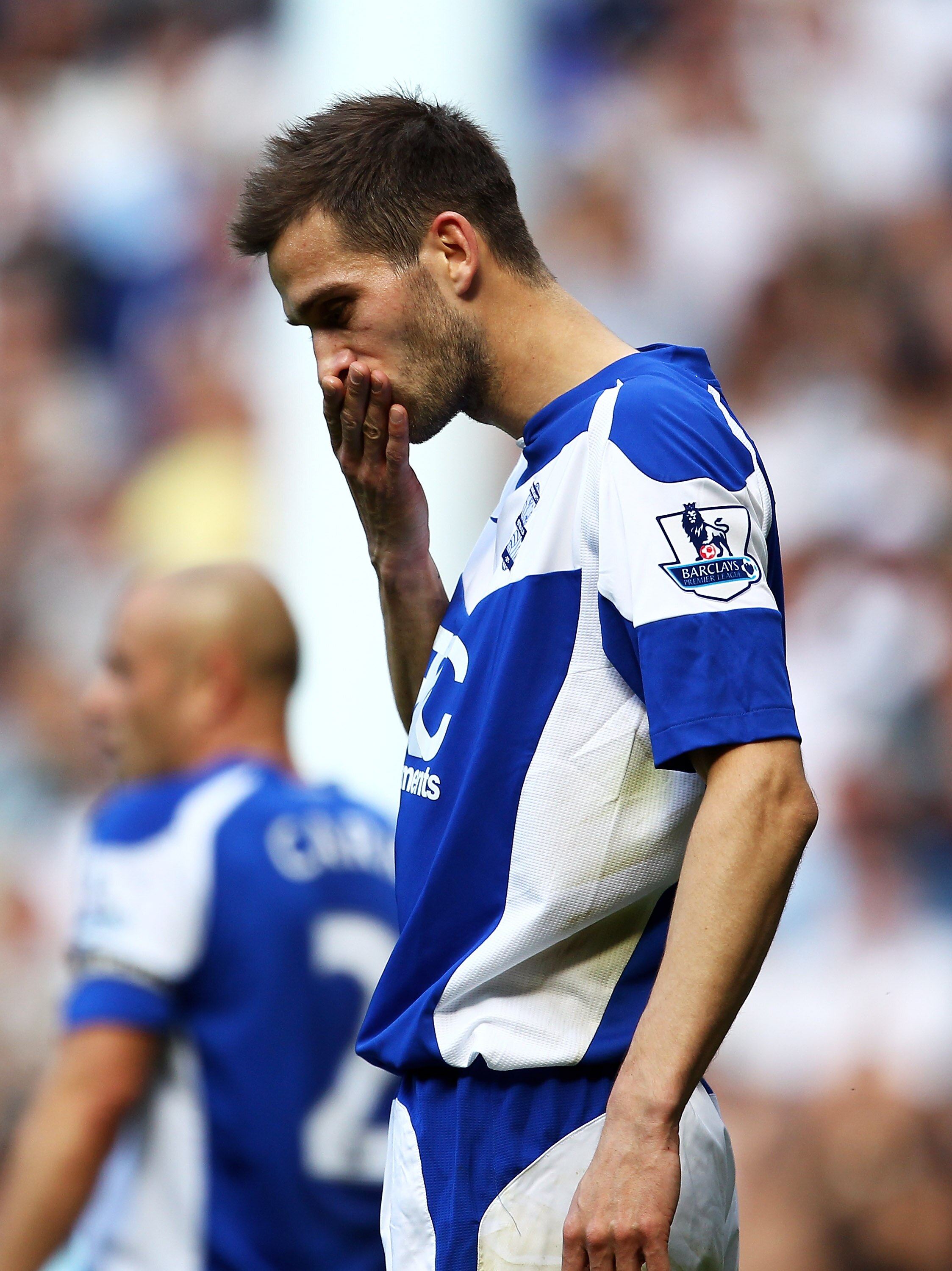 LONDON, ENGLAND - MAY 22: Roger Johnson of Birmingham City looks dejected during the Barclays Premier League match between Tottenham Hotspur and Birmingham City at White Hart Lane on May 22, 2011 in London, England.  (Photo by Julian Finney/Getty Images)