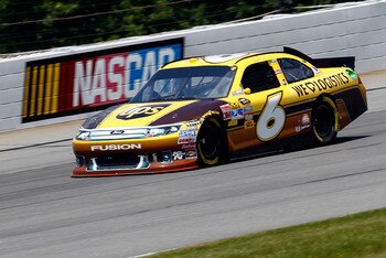 LONG POND, PA - JUNE 10:  David Ragan, driver of the #6 UPS Ford, practices for the NASCAR Sprint Cup Series 5-Hour Energy 500 at Pocono Raceway on June 10, 2011 in Long Pond, Pennsylvania.  (Photo by Jeff Zelevansky/Getty Images for NASCAR)