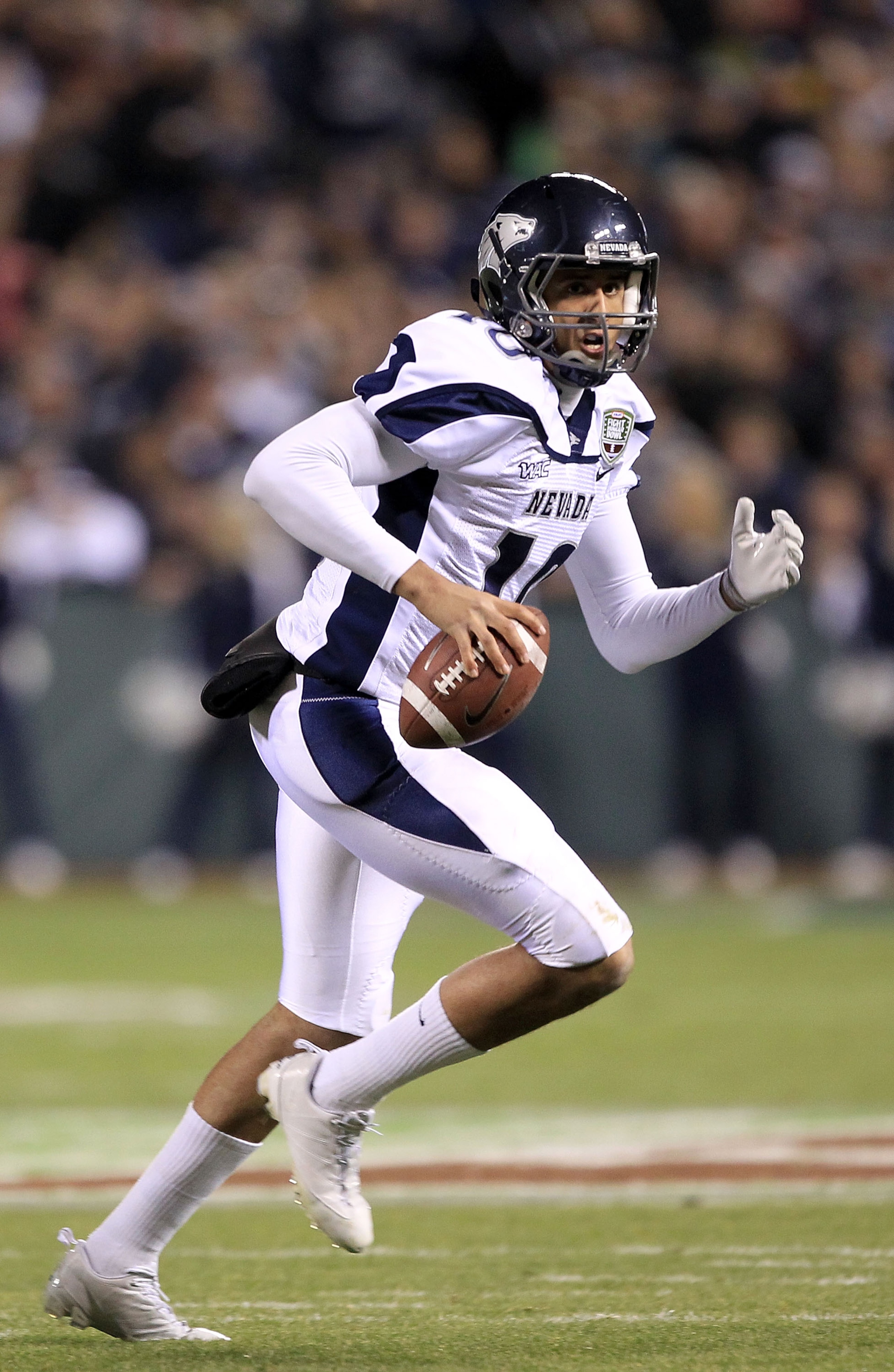 SAN FRANCISCO, CA - JANUARY 09: Colin Kaepernick #10 of the Nevada Wolf Pack looks to pass the ball against Boston College during the Kraft Fight Hunger Bowl at AT&T Park on January 9, 2011 in San Francisco, California. (Photo by Ezra Shaw/Getty Images) SAN FRANCISCO, CA - JANUARY 09: Colin Kaepernick #10 of the Nevada Wolf Pack looks to pass the ball against Boston College during the Kraft Fight Hunger Bowl at AT&T Park on January 9, 2011 in San Francisco, California. (Photo by Ezra Shaw/Getty Images)