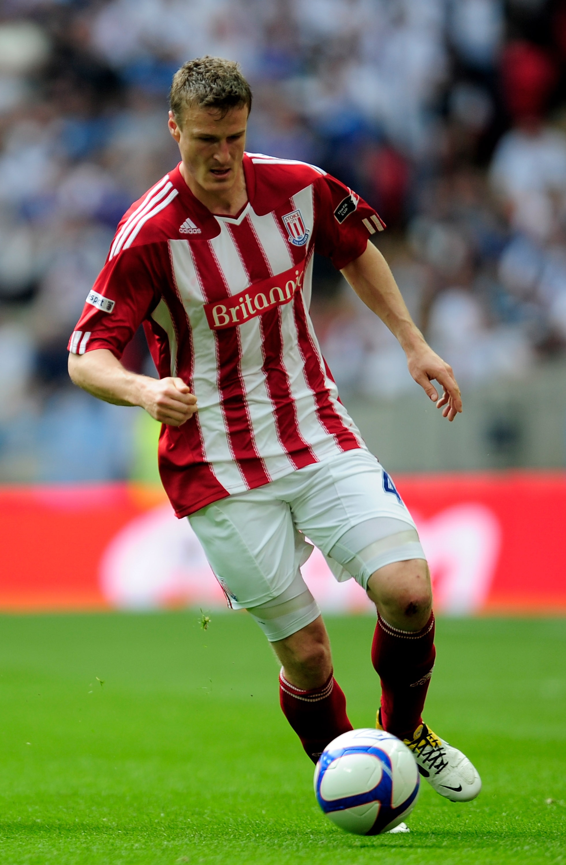 LONDON, ENGLAND - APRIL 17:  Robert Huth of Stoke on the ball during the FA Cup sponsored by E.ON semi final match between Bolton Wanderers and Stoke City at Wembley Stadium on April 17, 2011 in London, England.  (Photo by Jamie McDonald/Getty Images)