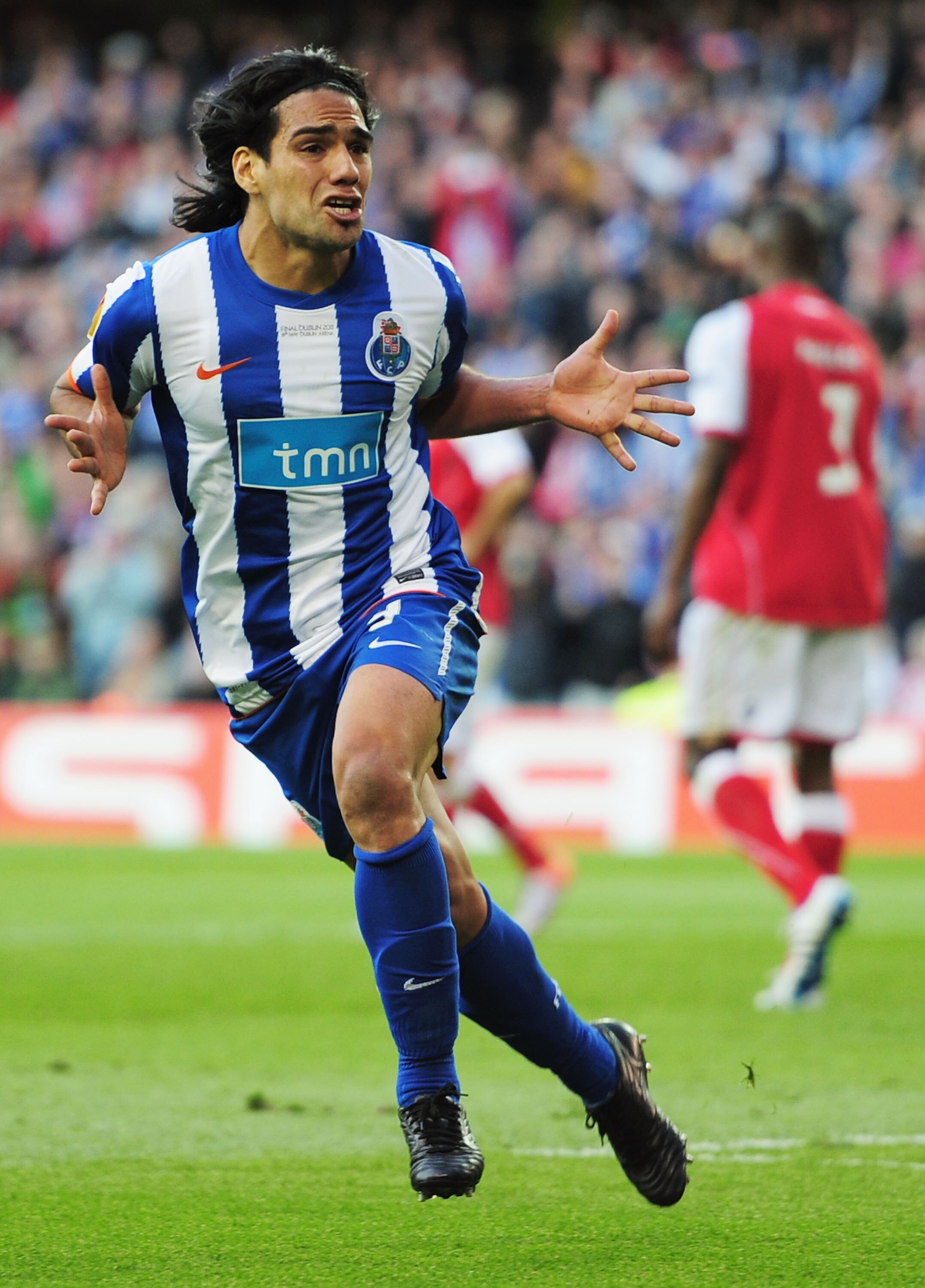 DUBLIN, IRELAND - MAY 18:  Radamel Falcao Garcia of FC Porto celebrates scoring the opening goal during the UEFA Europa League Final between FC Porto and SC Braga at Dublin Arena on May 18, 2011 in Dublin, Ireland.  (Photo by Jamie McDonald/Getty Images)