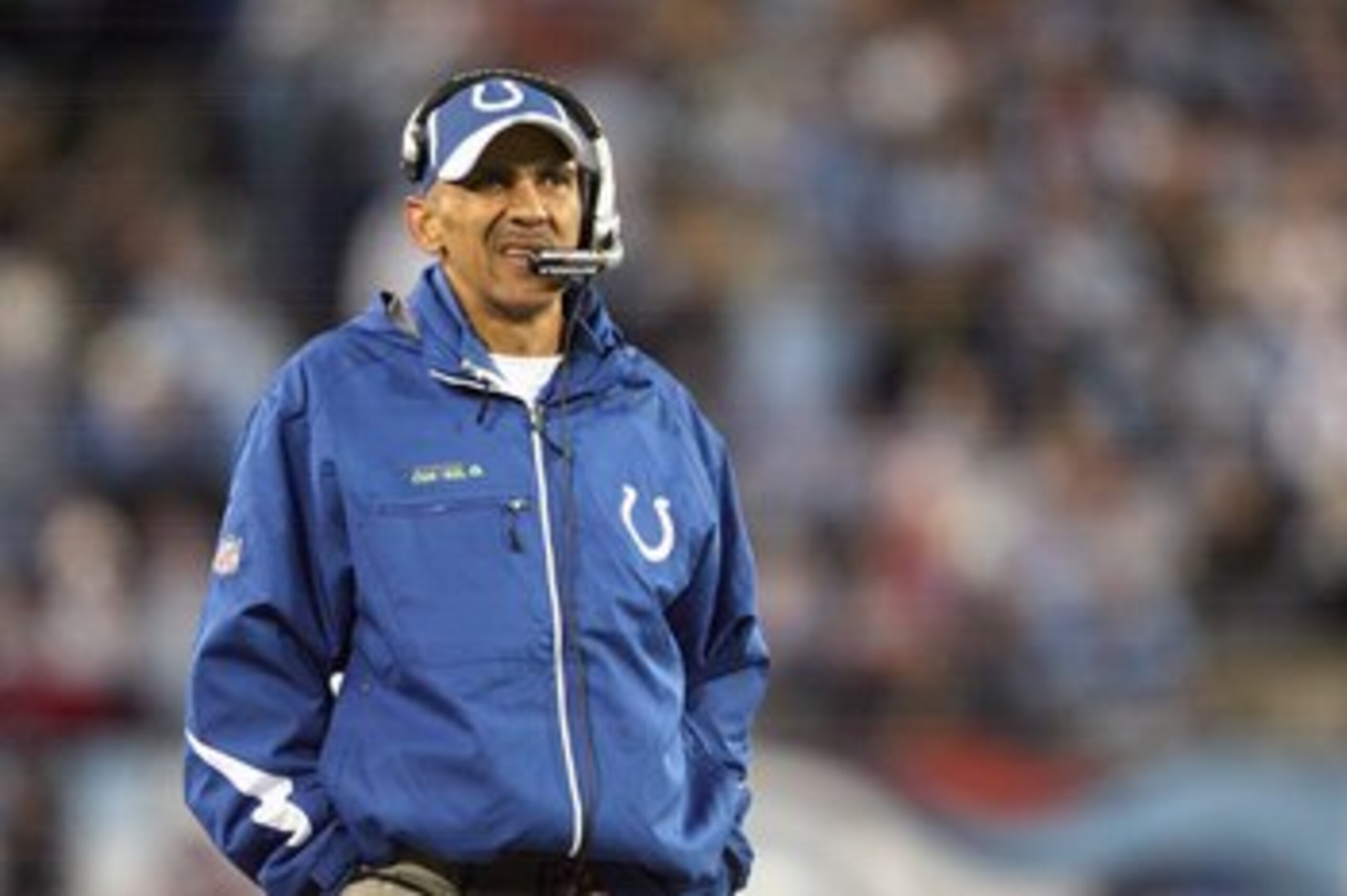 NASHVILLE, TN - OCTOBER 27:  Tony Dungy of the Indianapolis Colts watches the action during the NFL game against the Tennessee Titans at  LP Field on October 27, 2008 in Nashville, Tennessee.  (Photo by Andy Lyons/Getty Images)